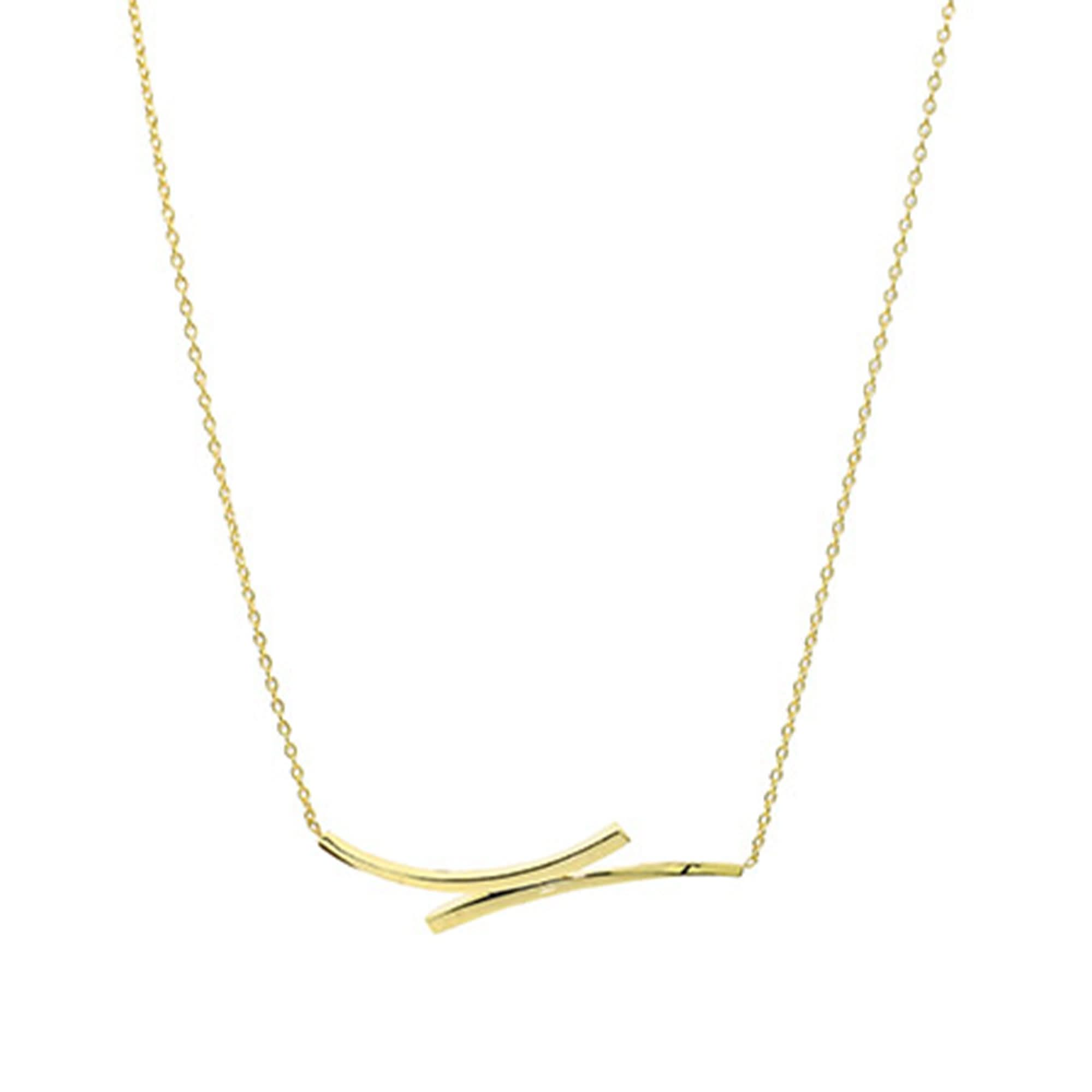 Séchic 14k Horizontal Curved Bars Pendant Necklace 18"