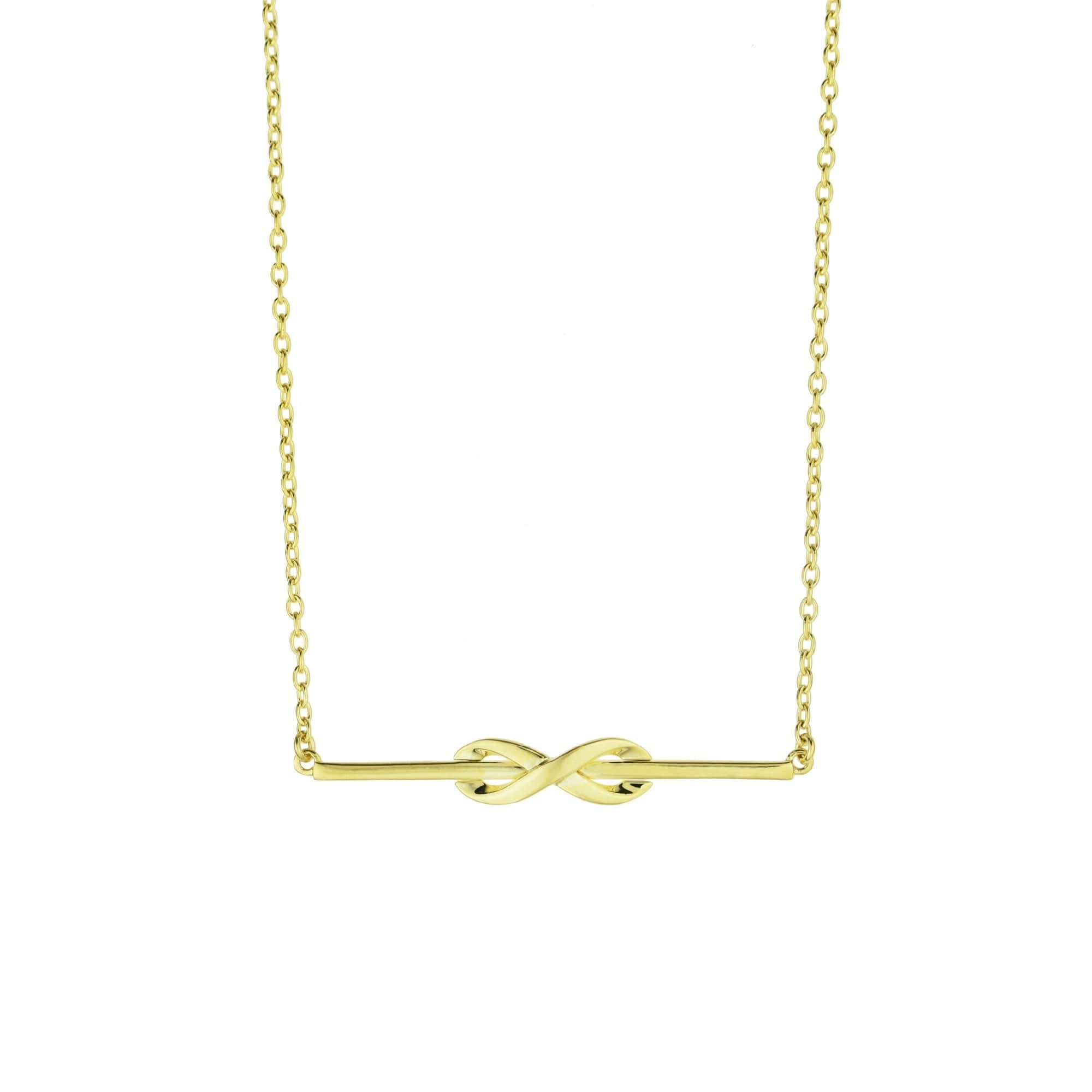 Séchic 14k Horizontal Bar Through Infinity Pendant Necklace 18"