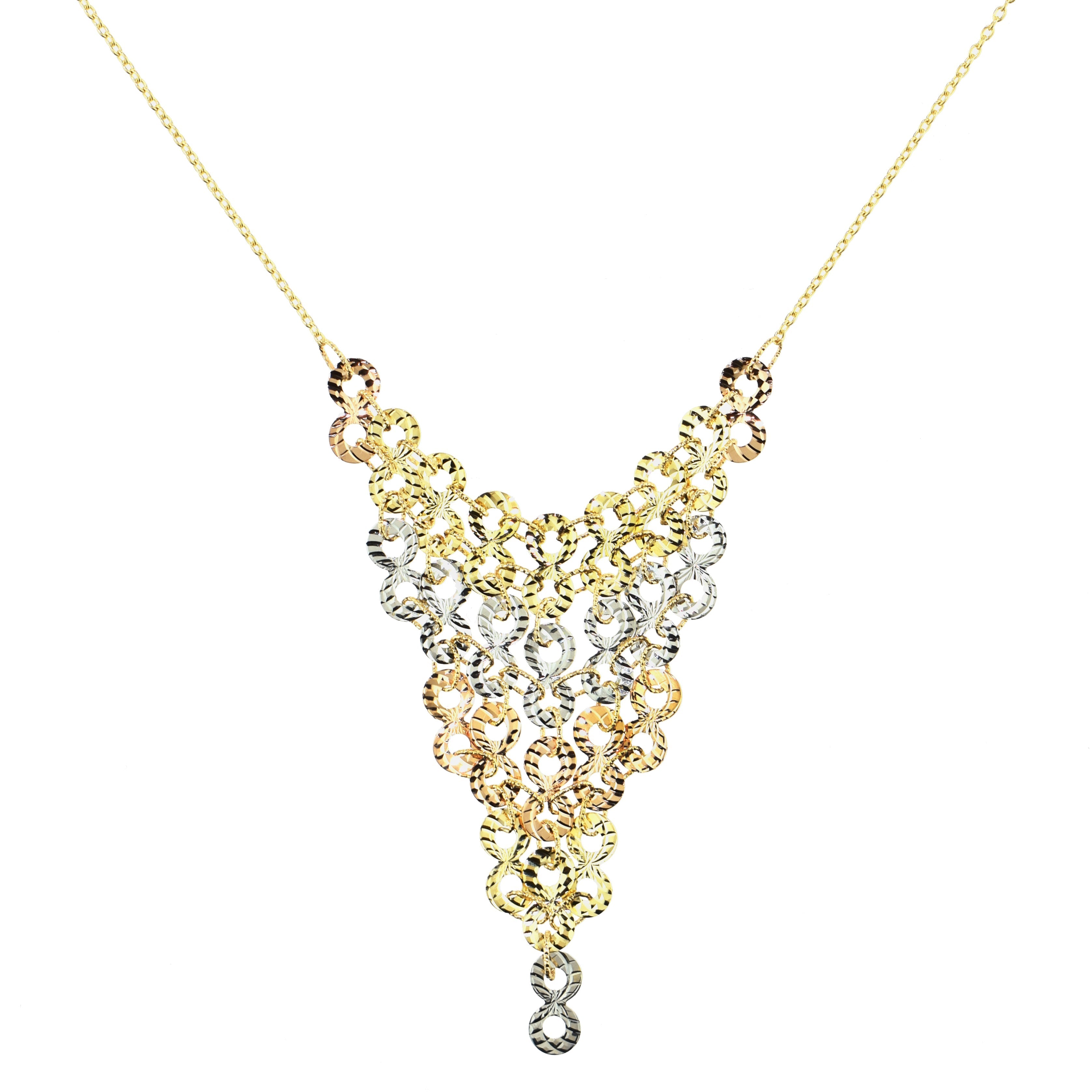 Séchic 14k Rose, White & Yellow Gold Infinity Netted 3 Tone Necklace 18" - chicjewelry4u.com