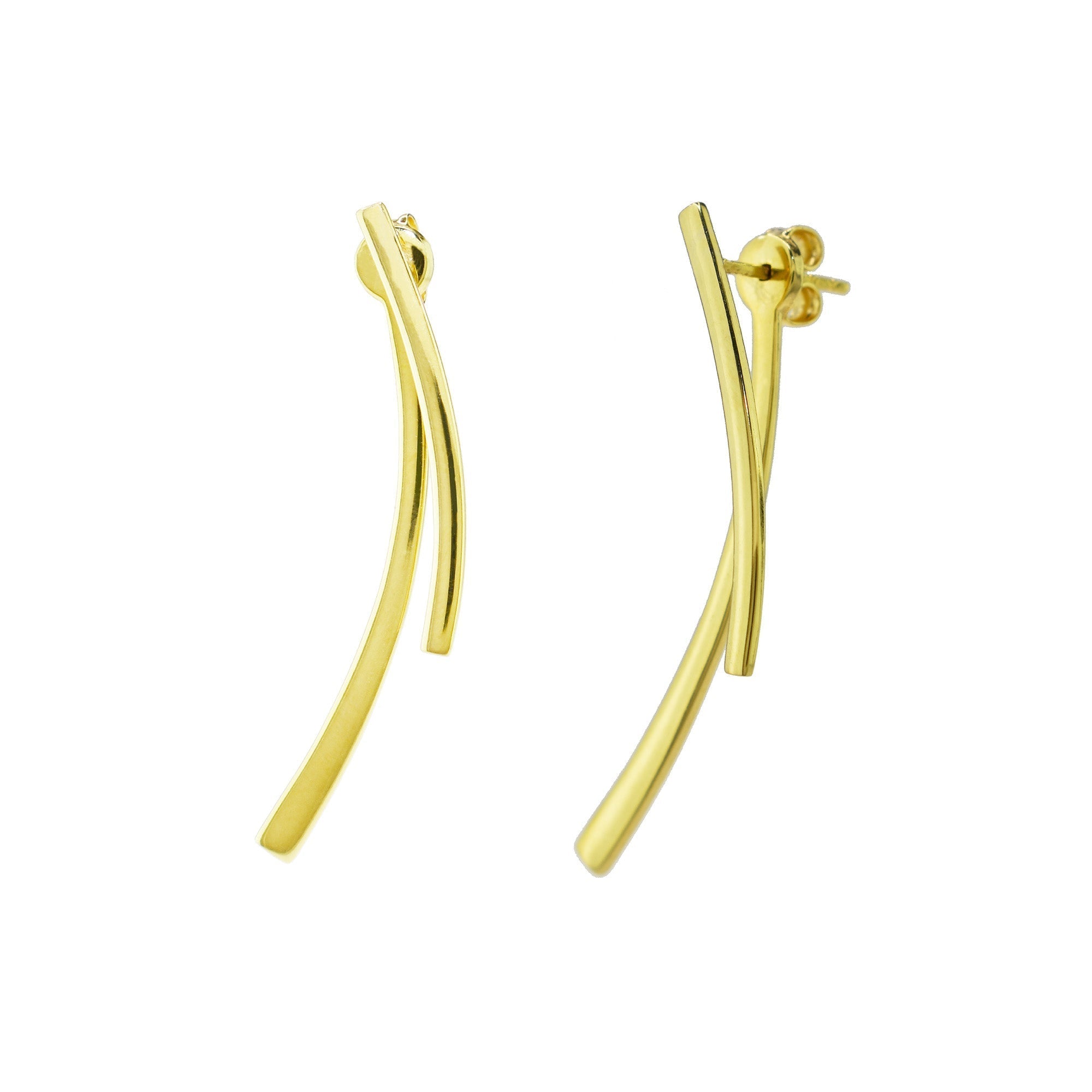 Séchic 14k Vertical Curved Bars Ear Jackets - chicjewelry4u.com