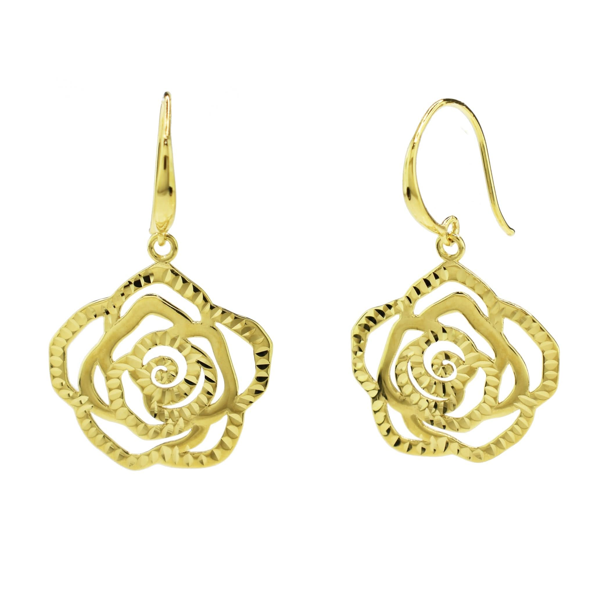 Séchic 14k Diamond Cut Rose Drop Earrings