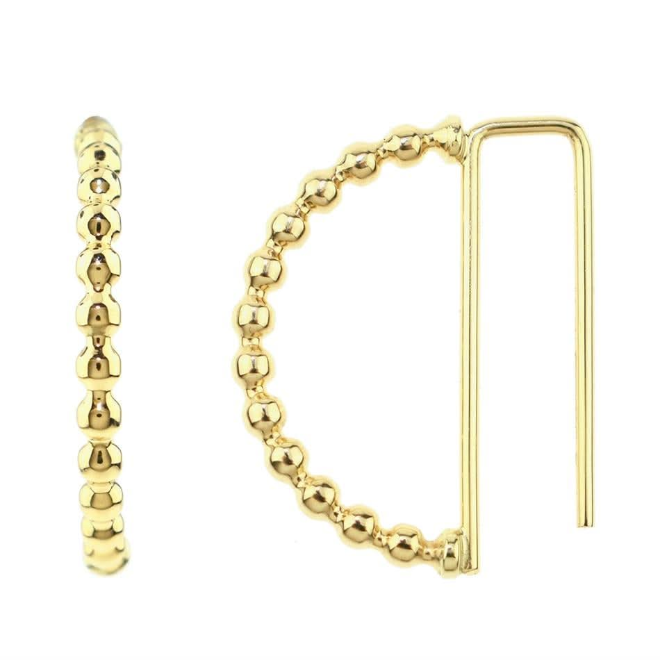 Séchic 14k Beaded Semi Hoop Threading Earrings