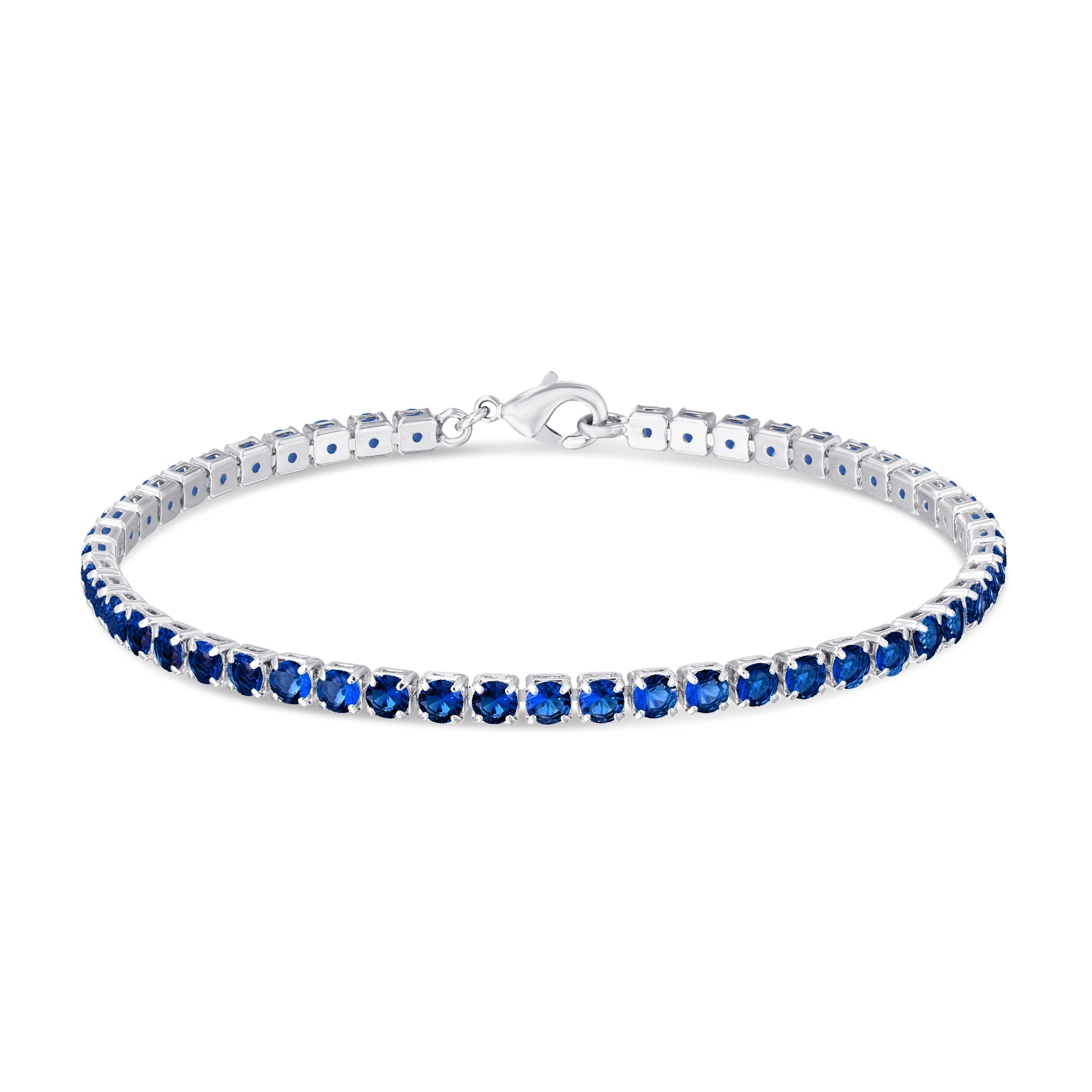 Silver Plated Sapphire Cubic Zirconia Tennis Bracelet - chicjewelry4u.com
