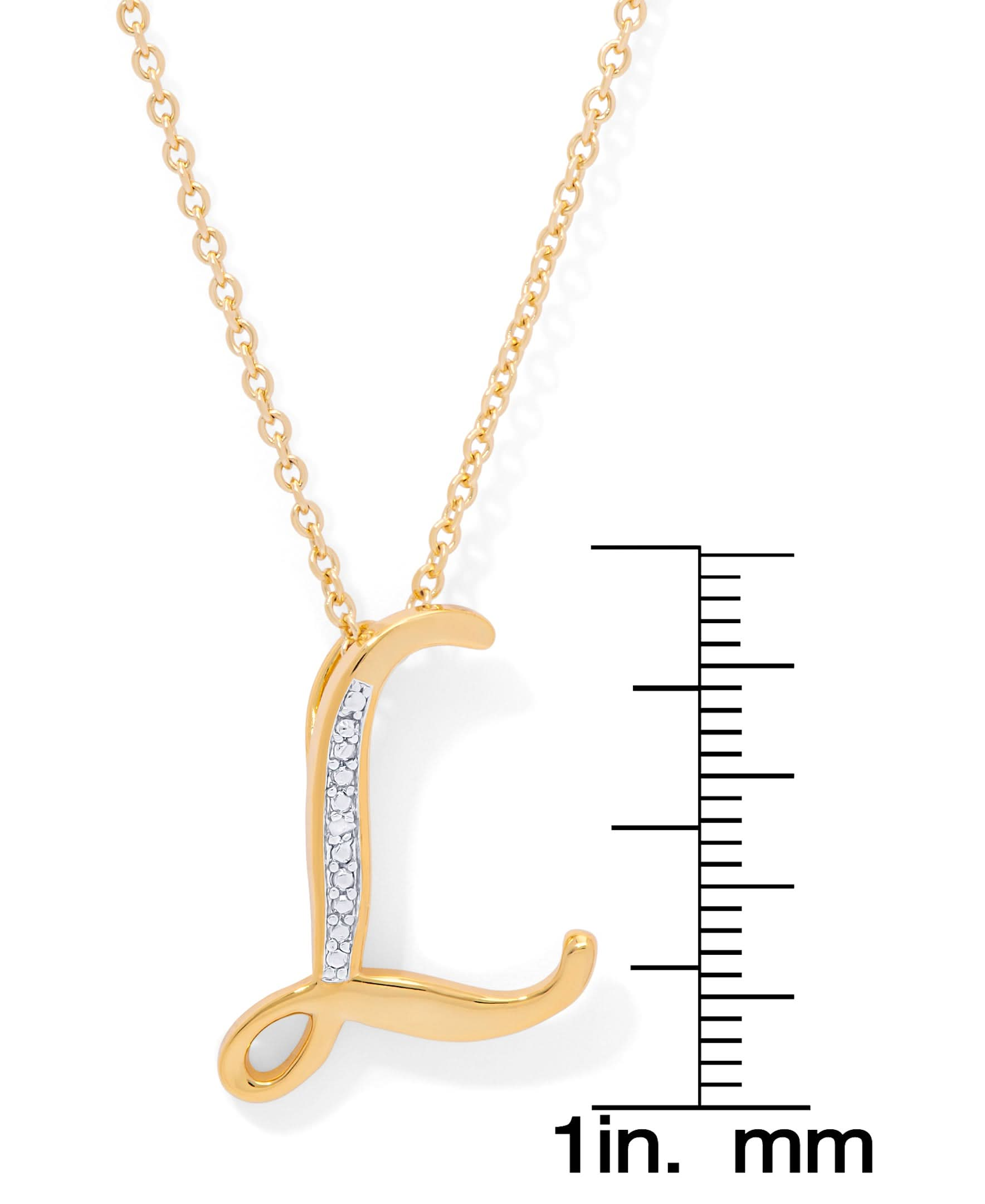 14K Yellow Gold Plated Diamond Accent Initial Pendant-L