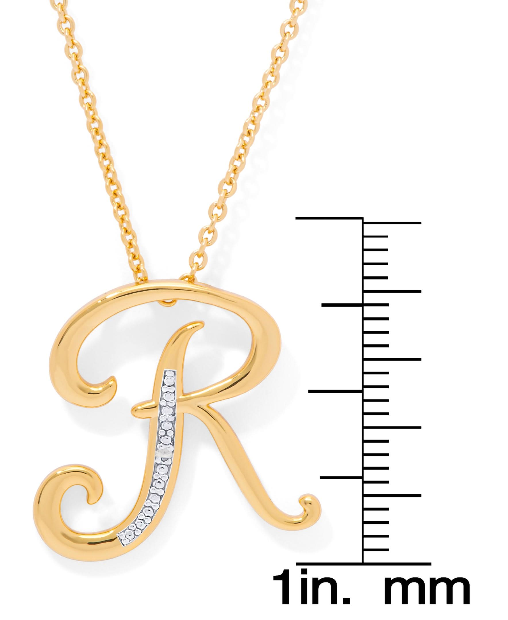 14K Yellow Gold Plated Diamond Accent Initial Pendant-R