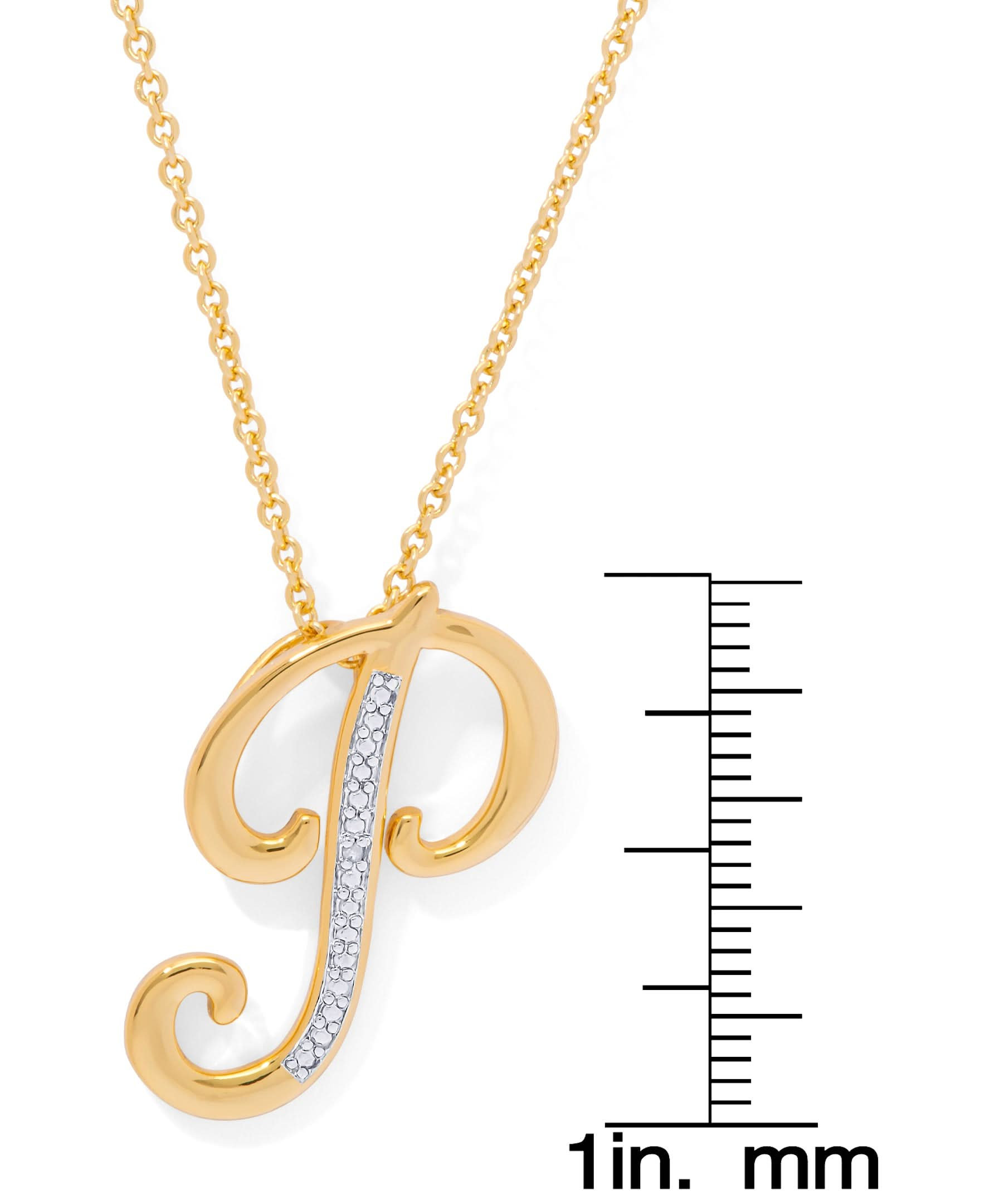 14K Yellow Gold Plated Diamond Accent Initial Pendant-P