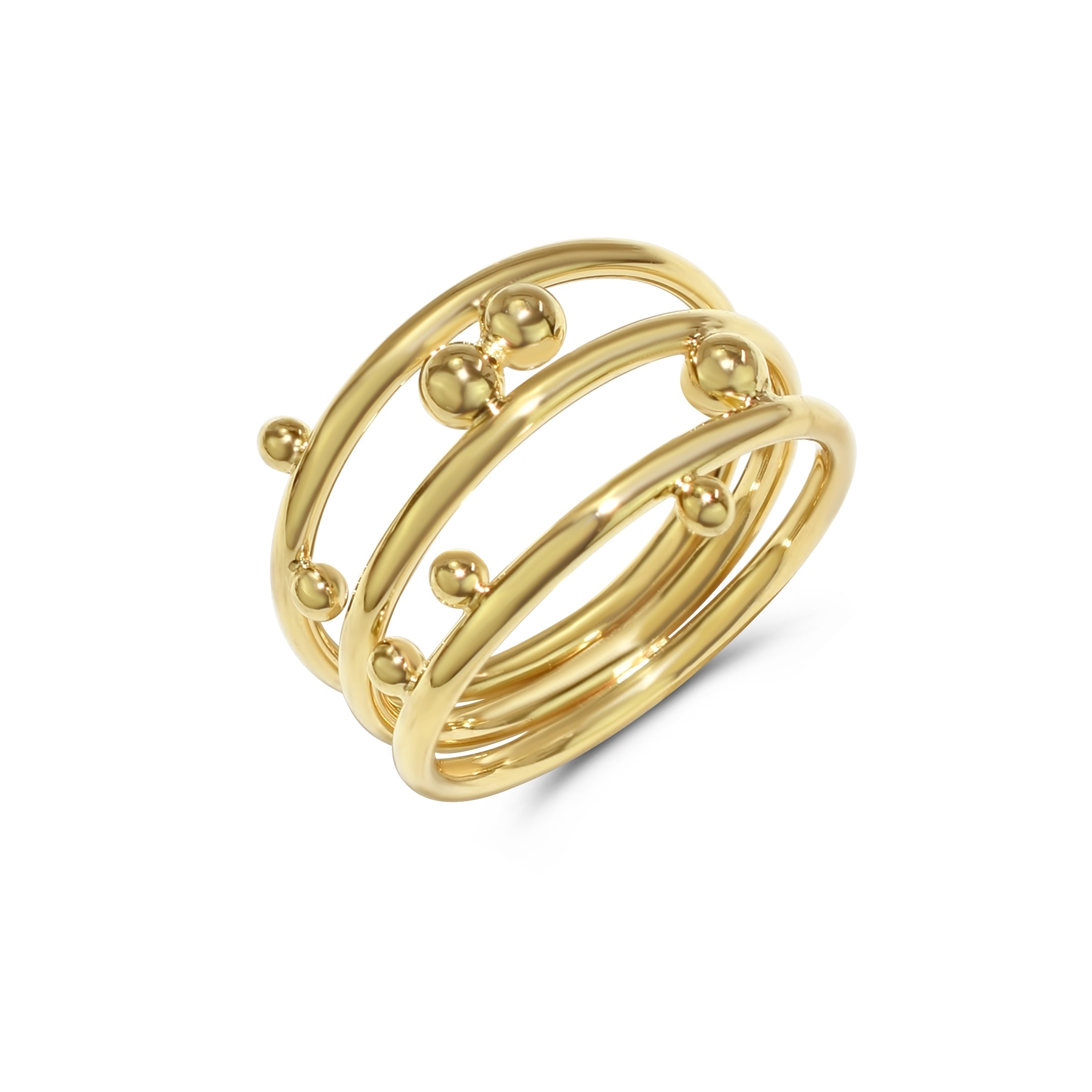 Séchic 14k Globes Sandwiched Triple Ring - chicjewelry4u.com
