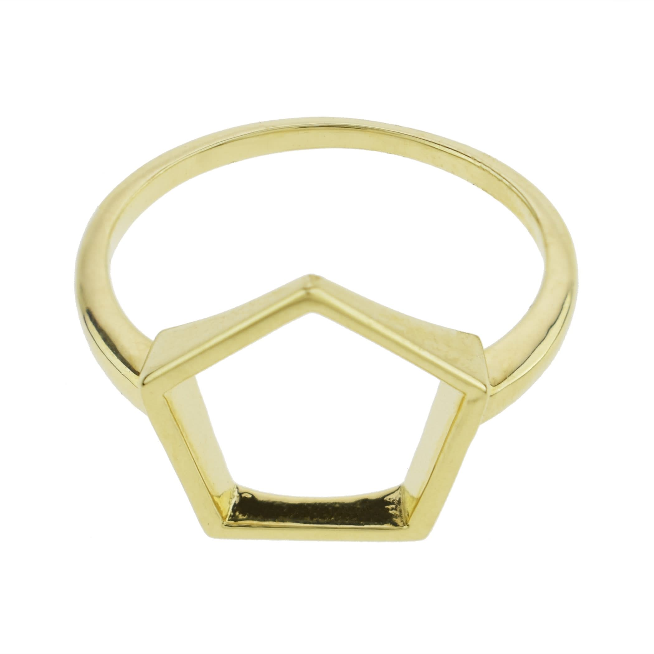 14k Hollow Pentagon Centered Ring - Size 7