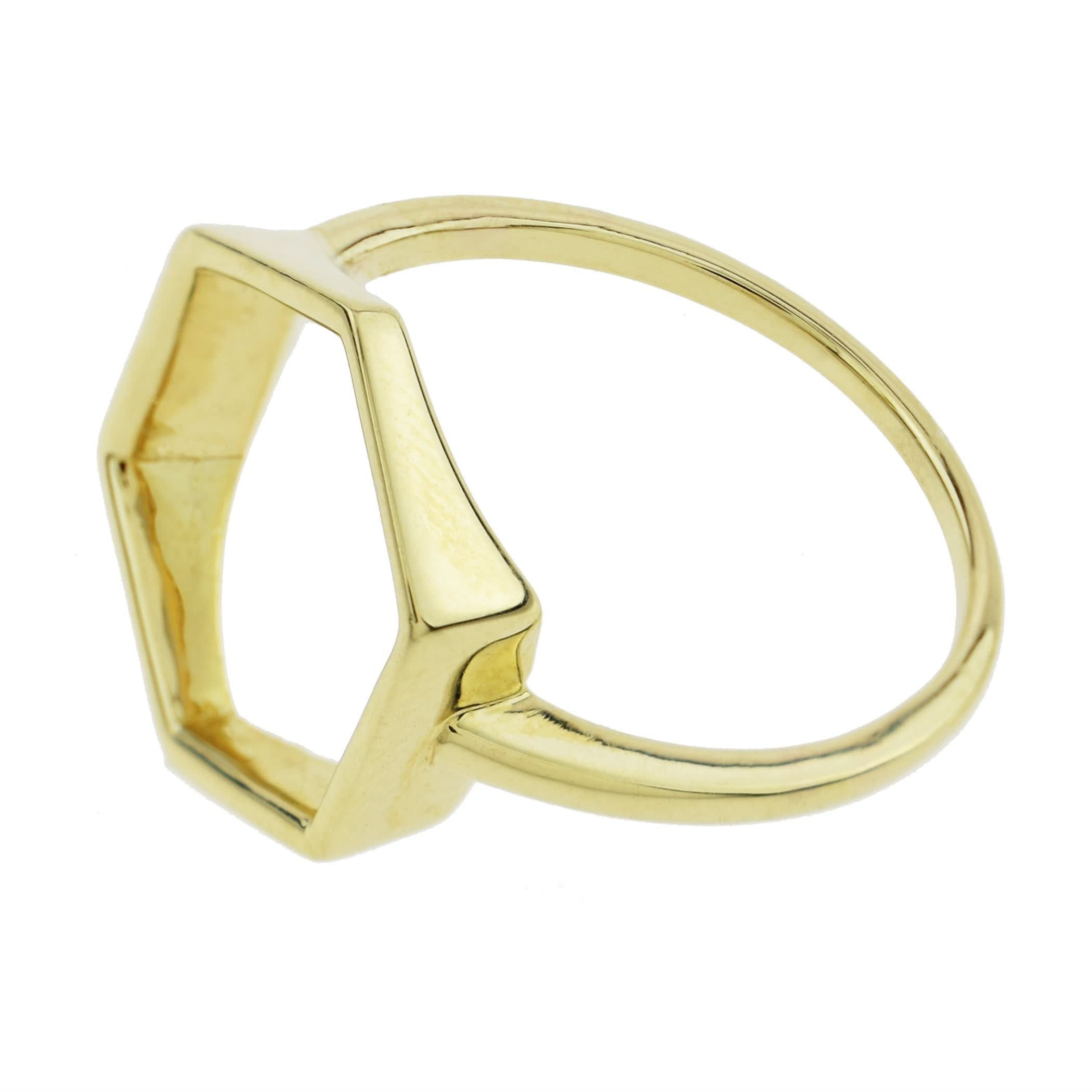 Séchic 14k Open Space Hexagon Centered Gold Ring