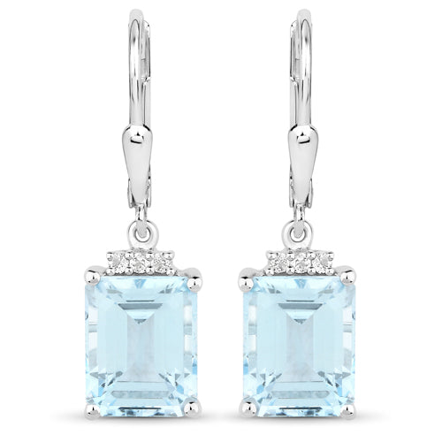 8.33 Carat Genuine Blue Topaz .925 Sterling Silver Earrings