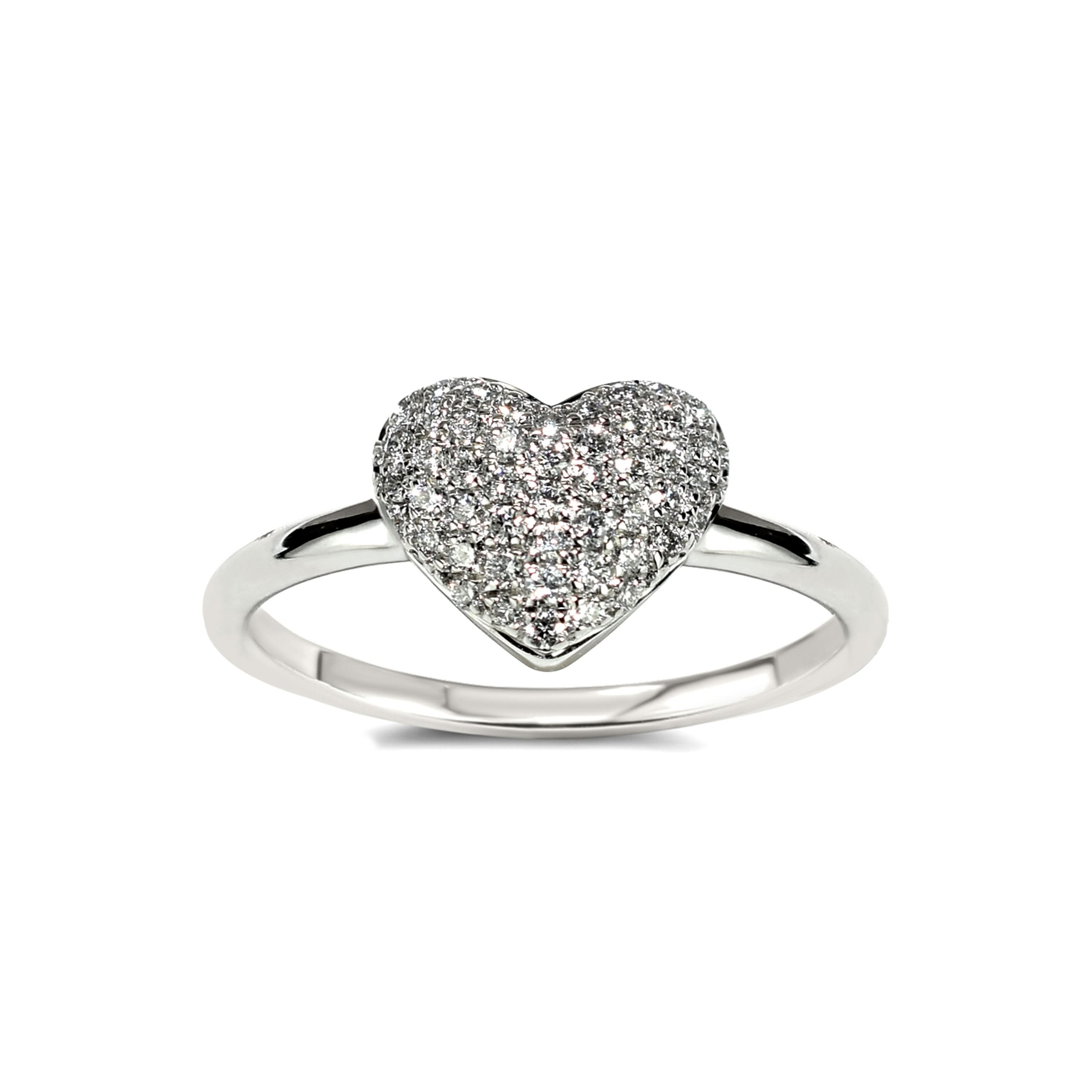 14k White Gold Vs Diamond Heart Ring