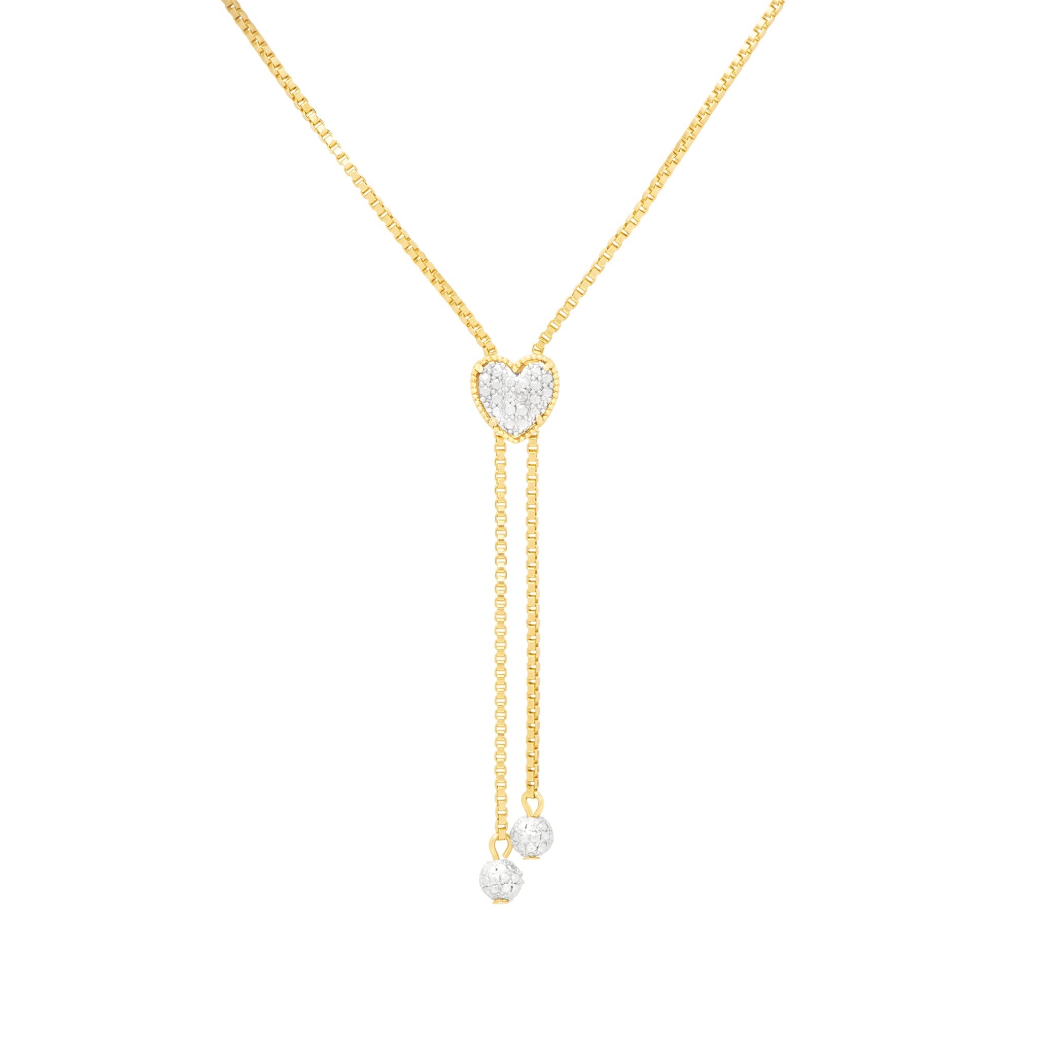 Diamond Accent Adjustable Heart 18'' Necklace in 14k Gold Plate