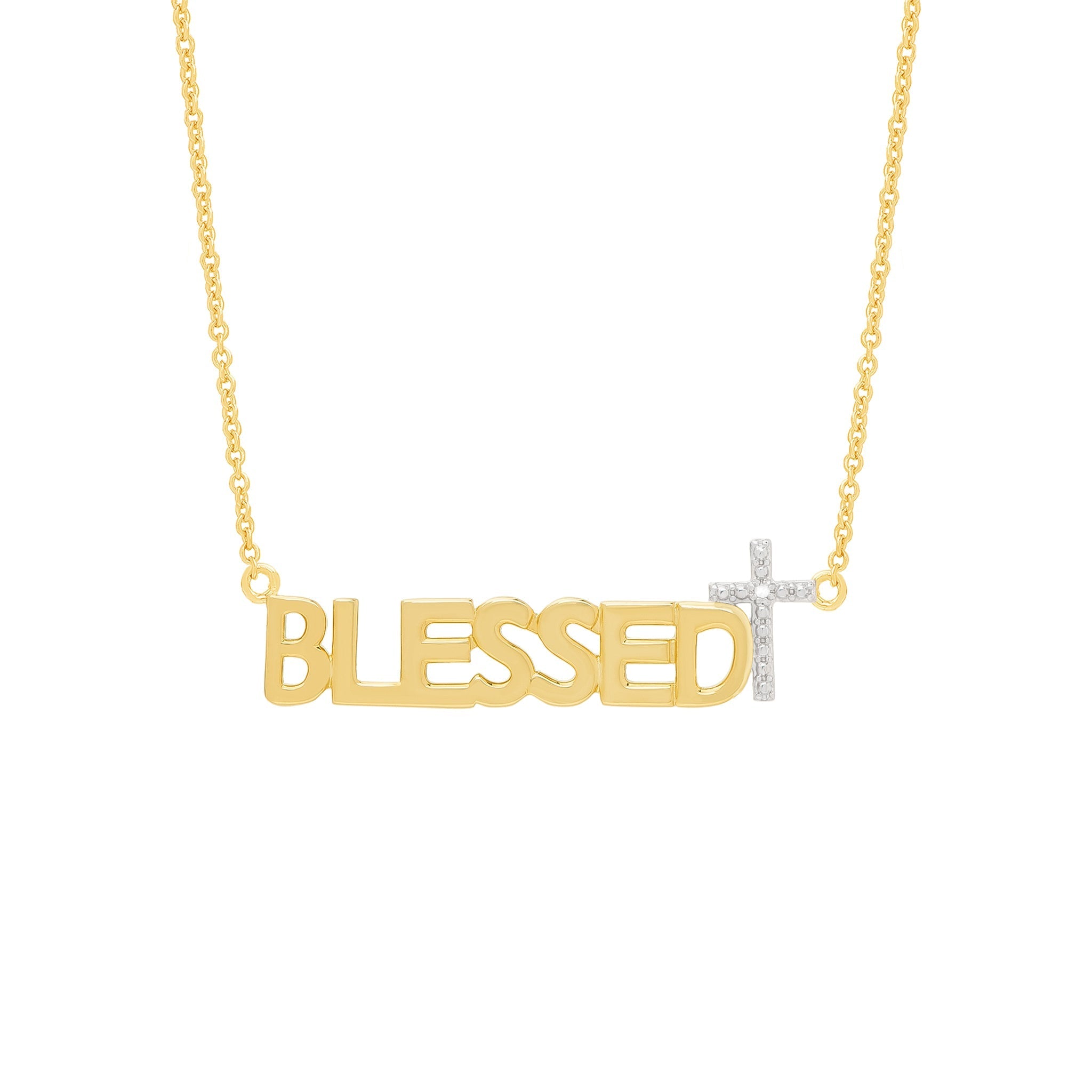 Diamond Accent Blessed 18'' Necklace in 14k Gold Plated