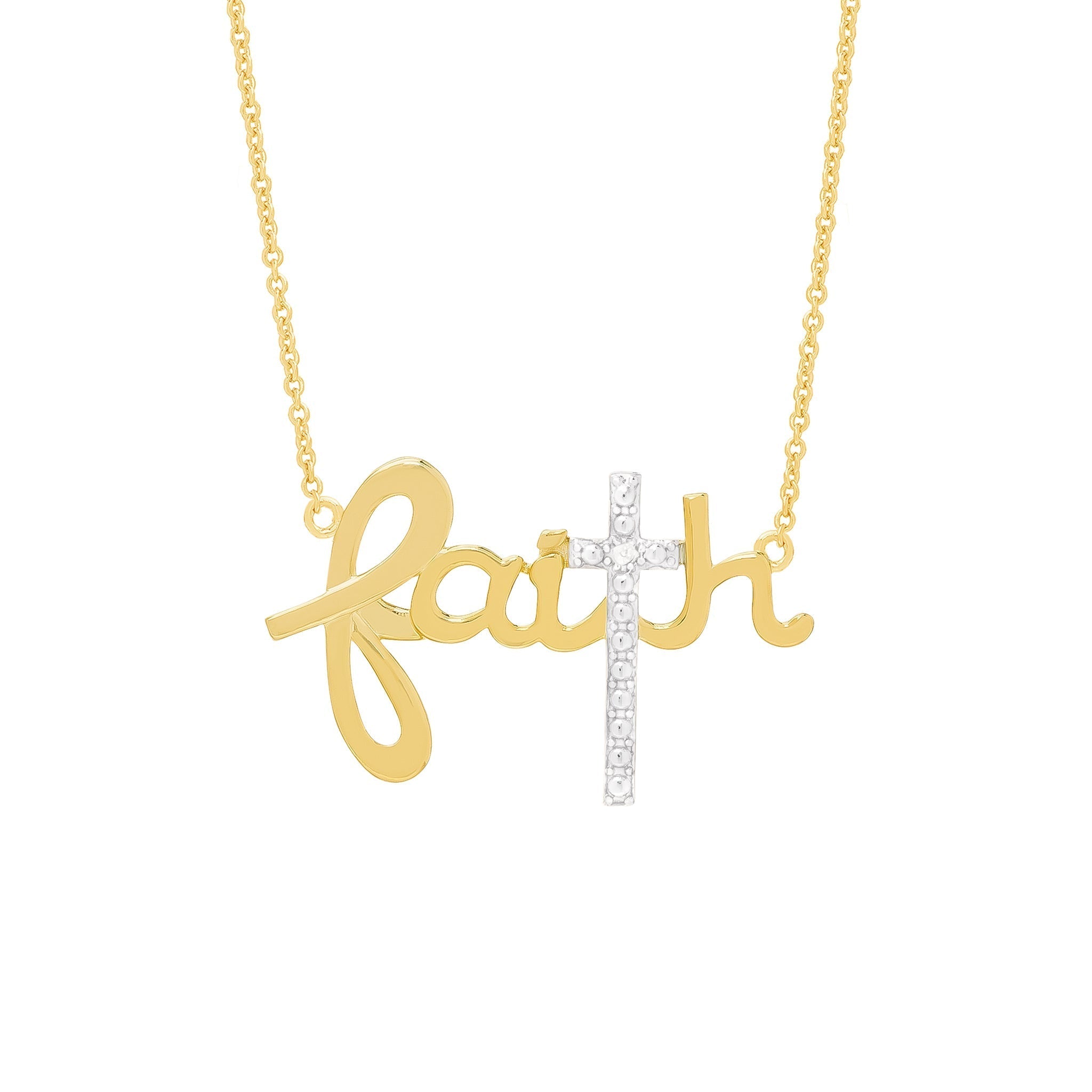 Diamond Accent Faith Cross 18'' Necklace in 14k Gold Plated