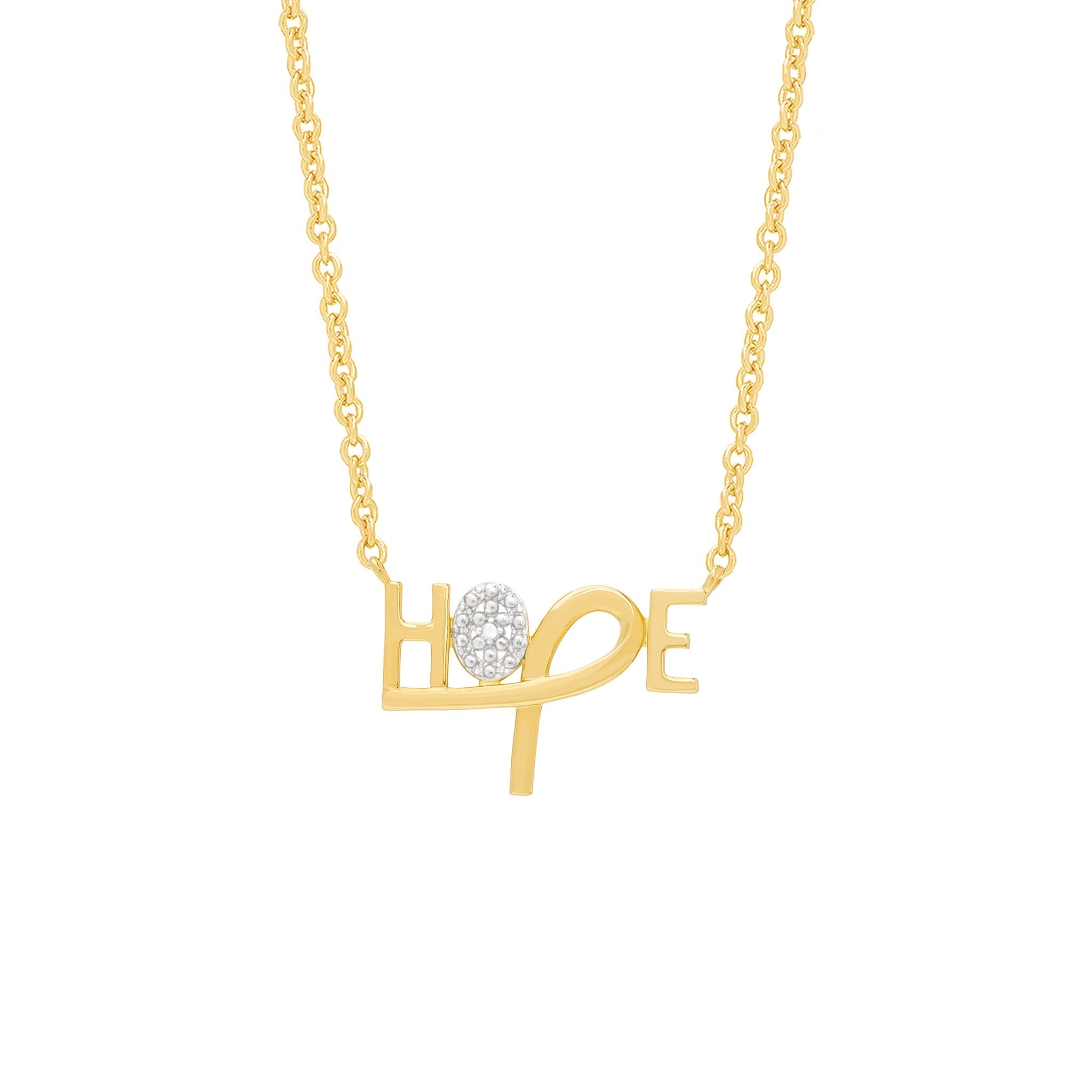 Diamond Accent Hope 18'' Necklace in 14k Gold Plated