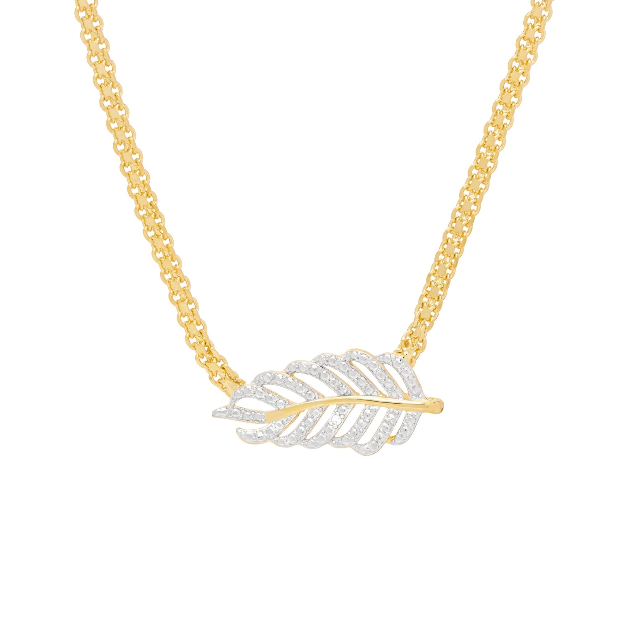 Diamond Accent Leaf 18'' Necklace in 14k Gold Plate