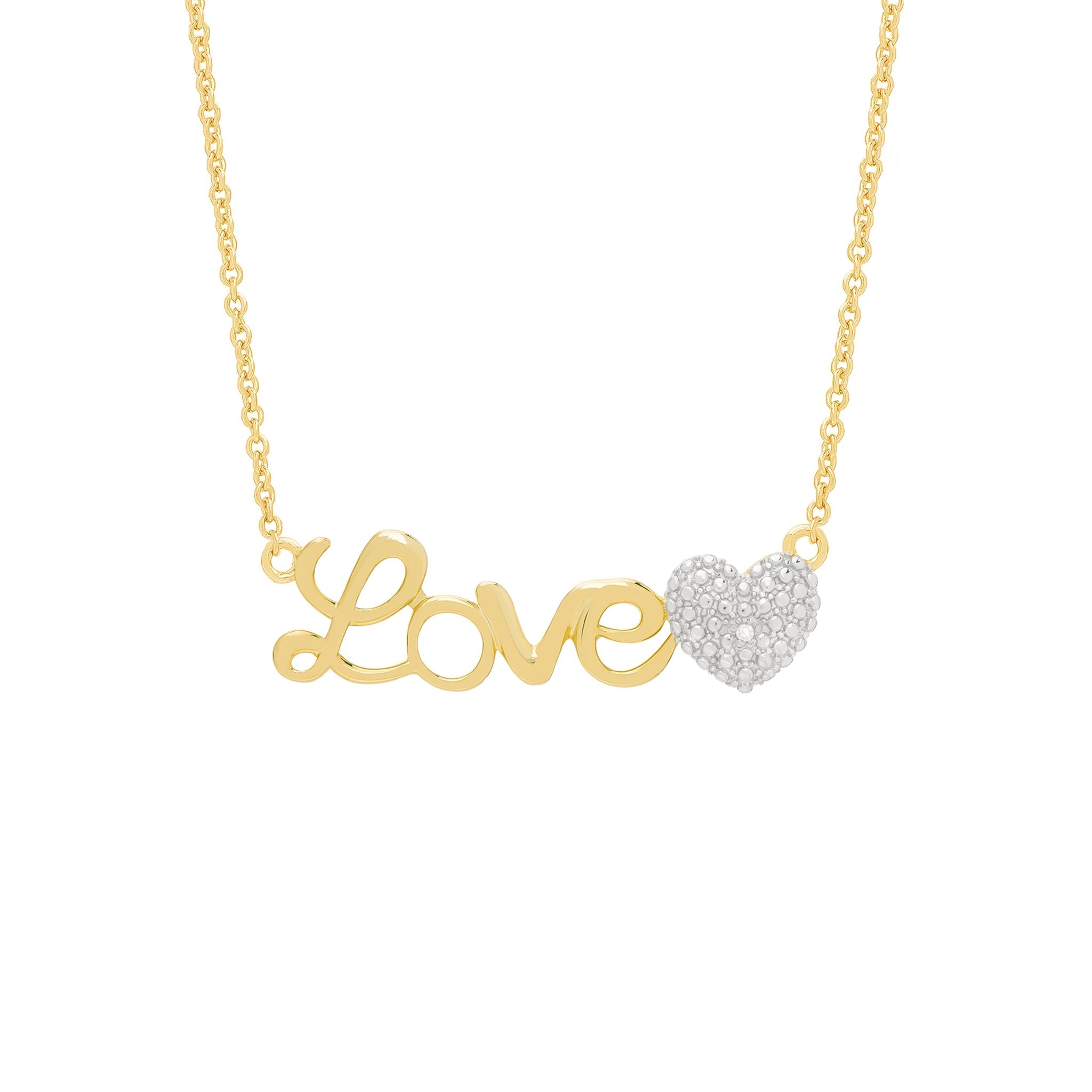Diamond Accent Love Heart 18'' Necklace in 14k Gold Plated