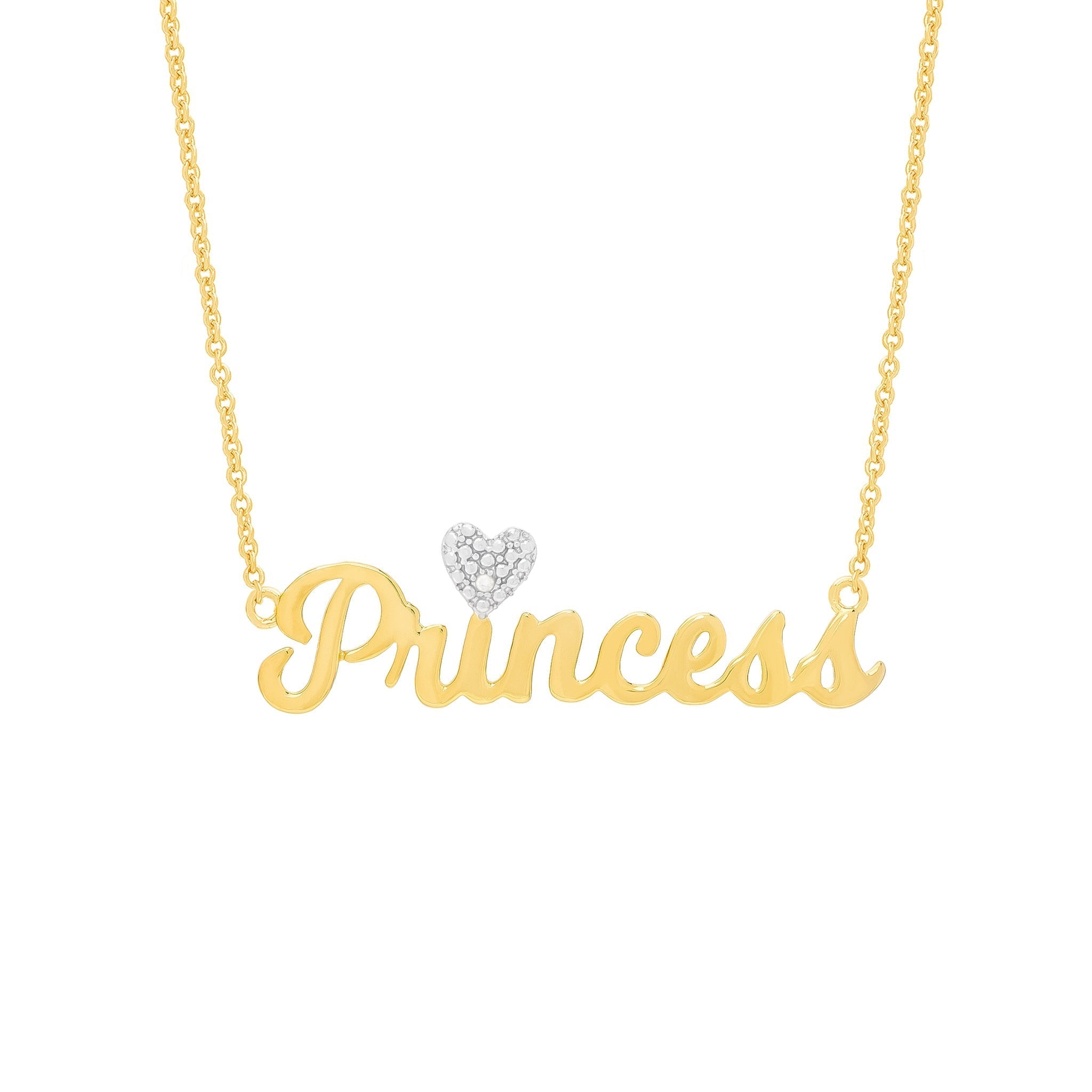 Diamond Accent Princess Heart 18'' Necklace in 14k Gold Plated