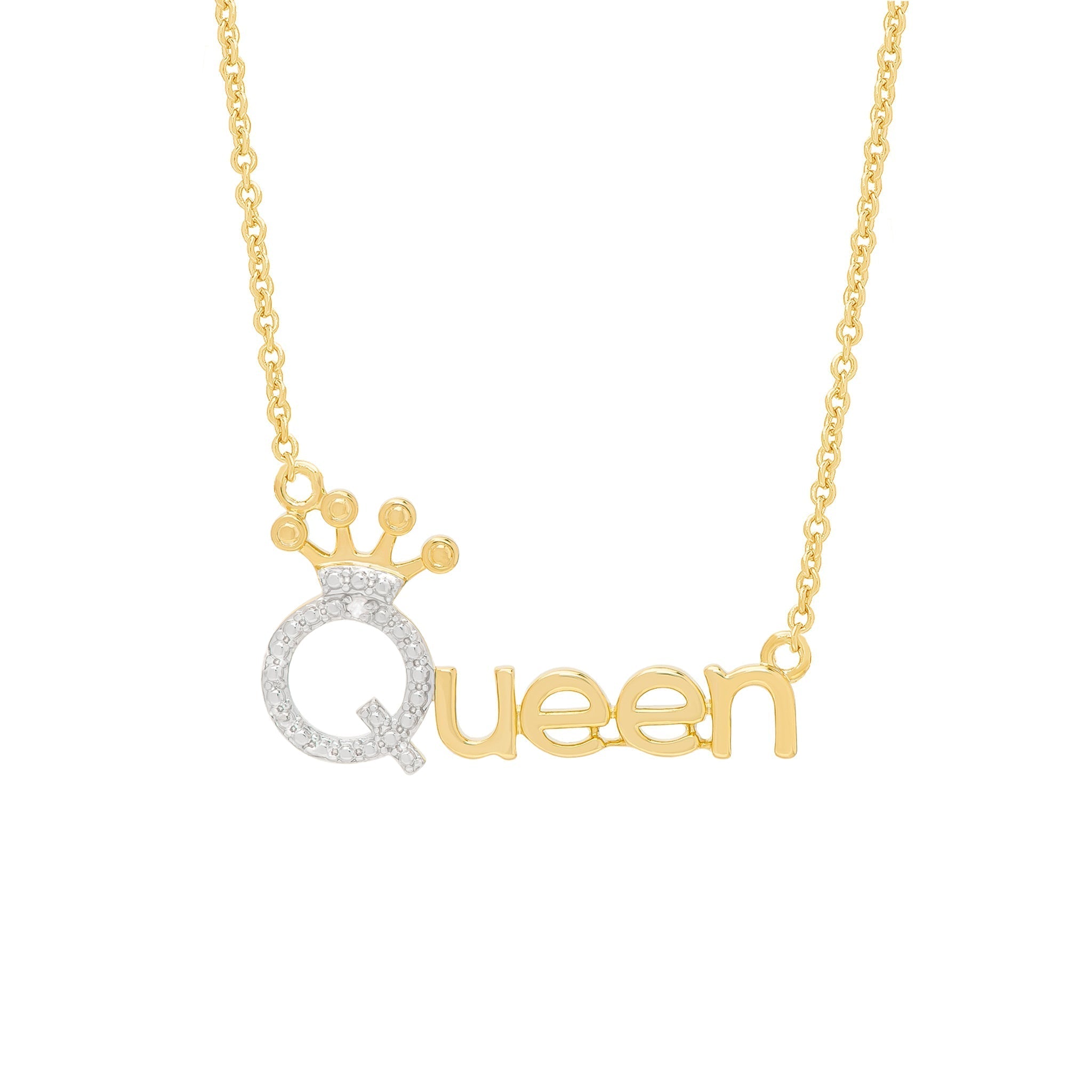 Diamond Accent Queen Crown 18'' Necklace in 14k Gold plated