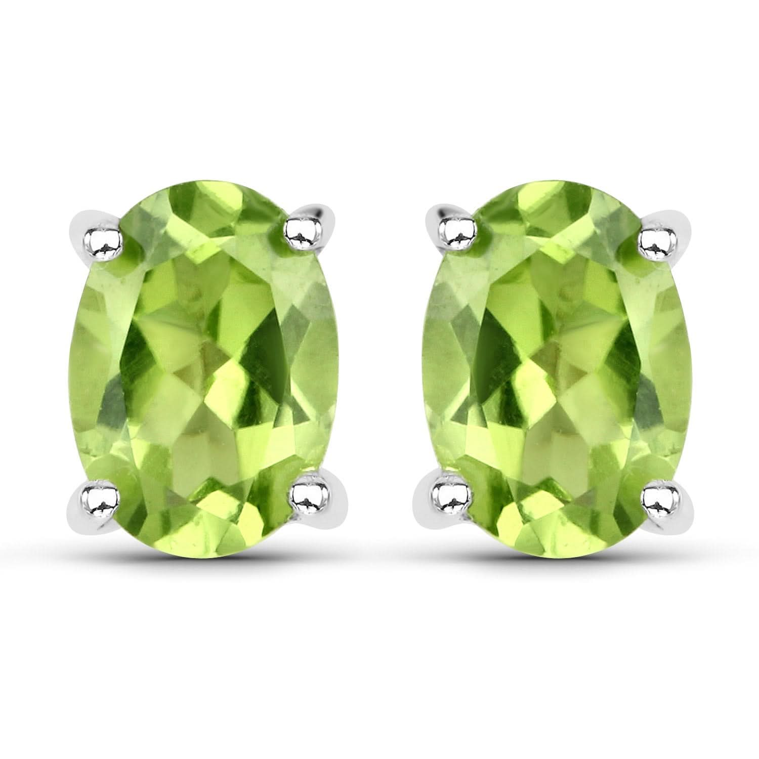 Genuine 1.66 Carat Peridot .925 Sterling Silver Earrings