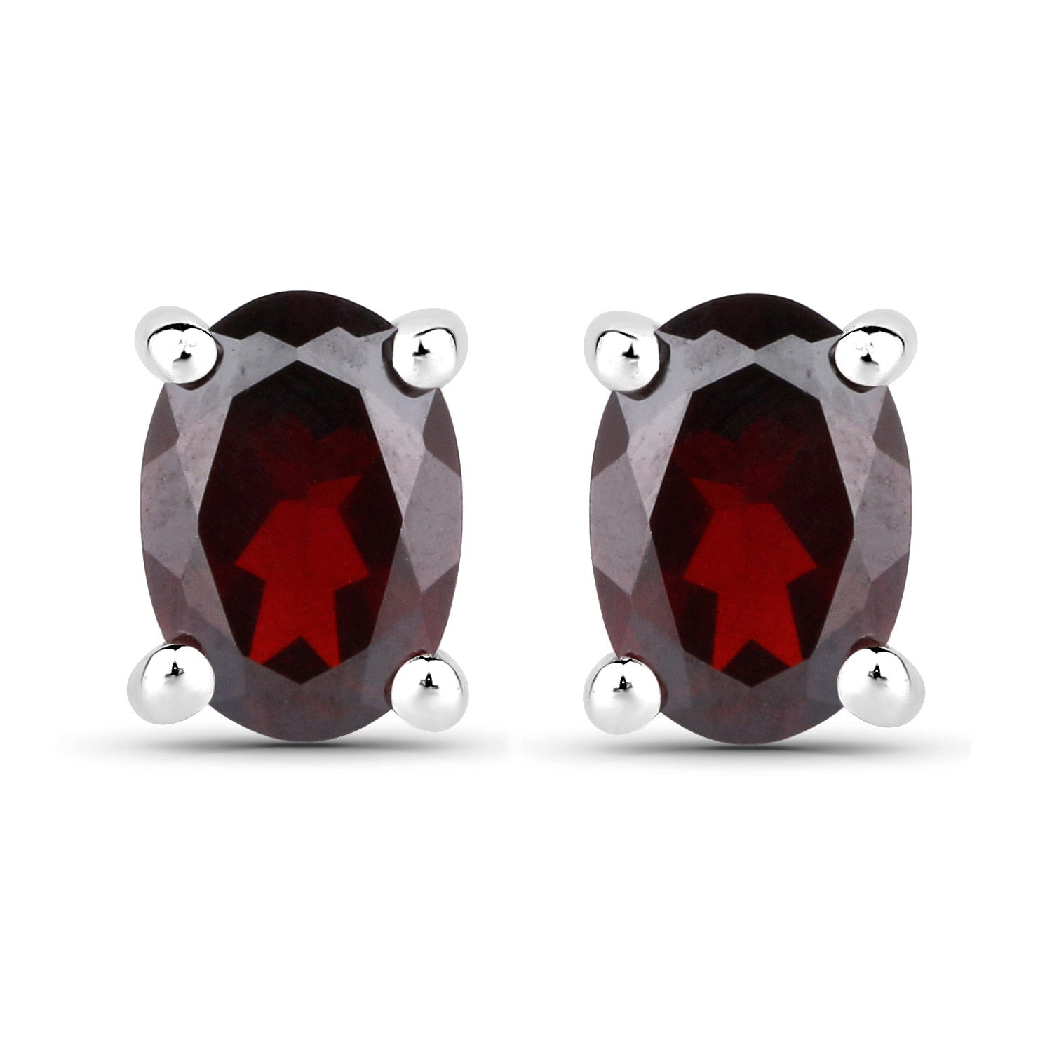 Genuine 1.70 Carat  Garnet .925 Sterling Silver Earrings