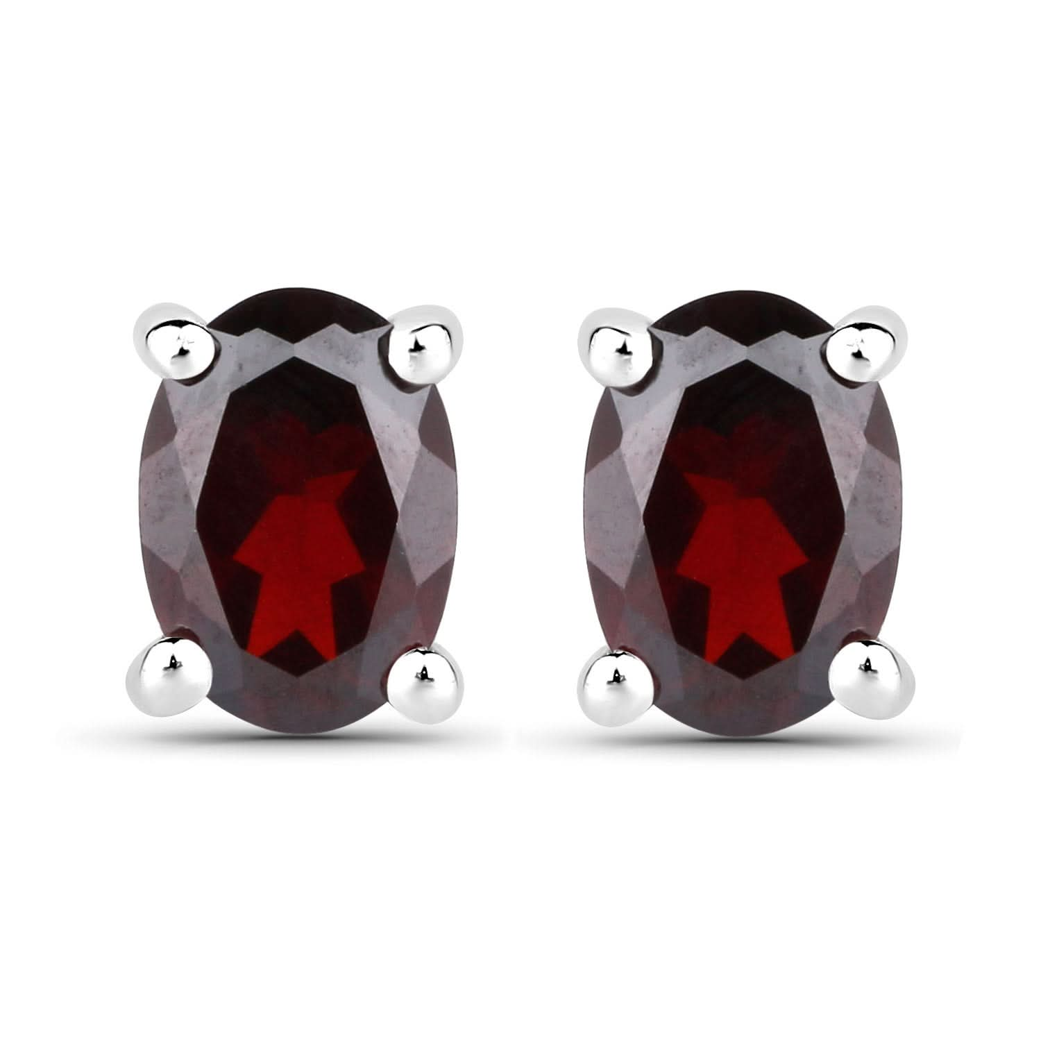 Genuine 1.70 Carat  Garnet .925 Sterling Silver Earrings