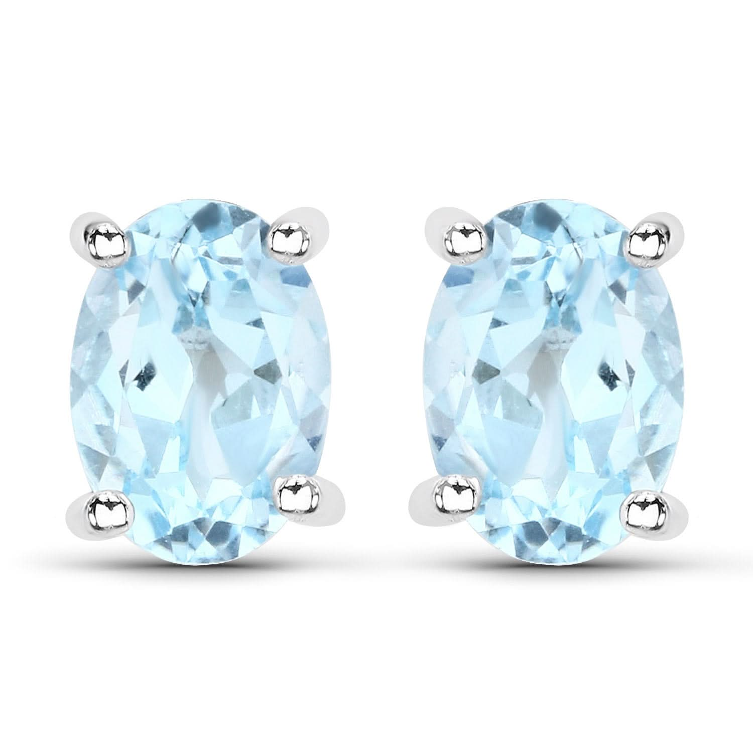 Genuine 1.90 Carat Blue Topaz .925 Sterling Silver Earrings