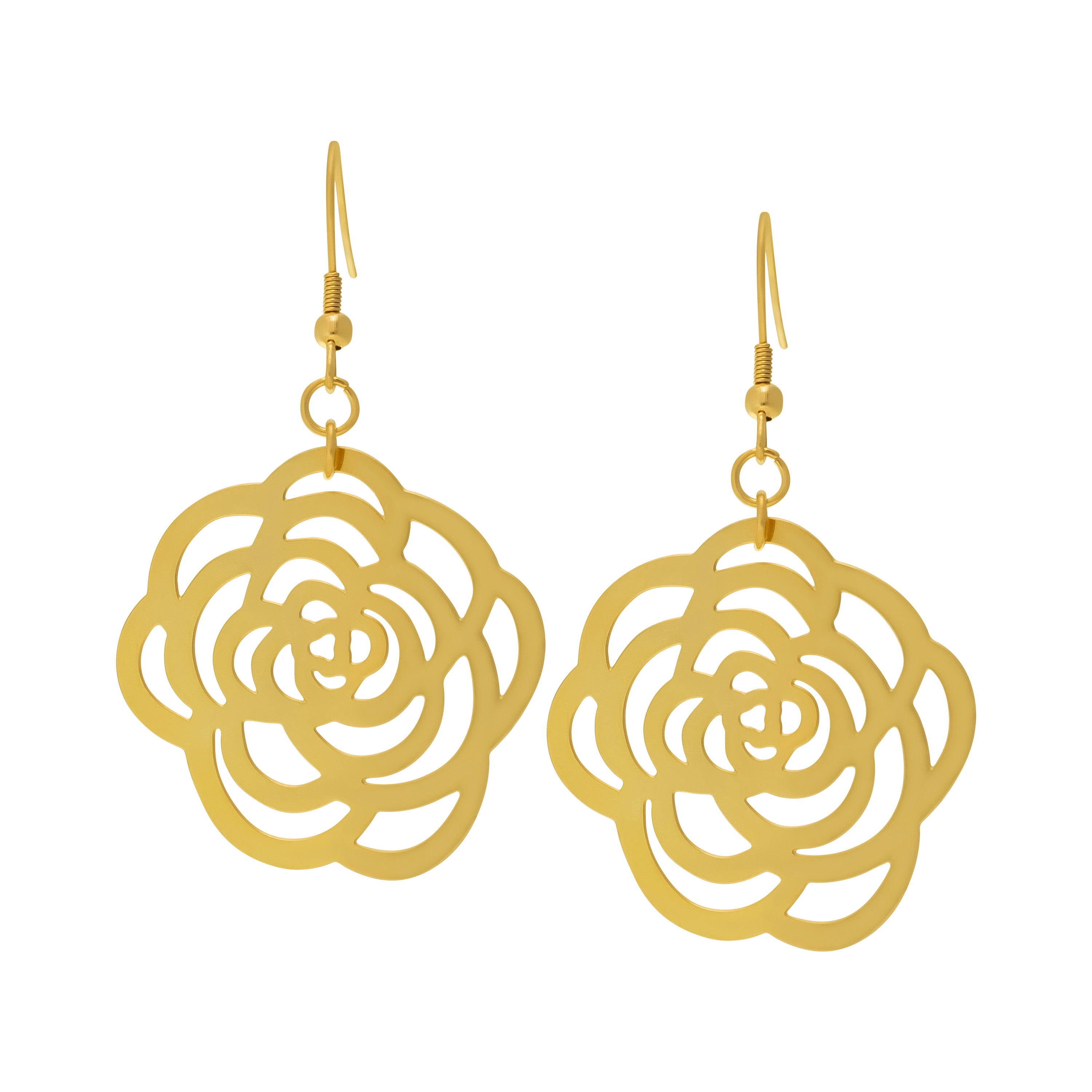 Gold-plated Stainless Steel Flower Earrings