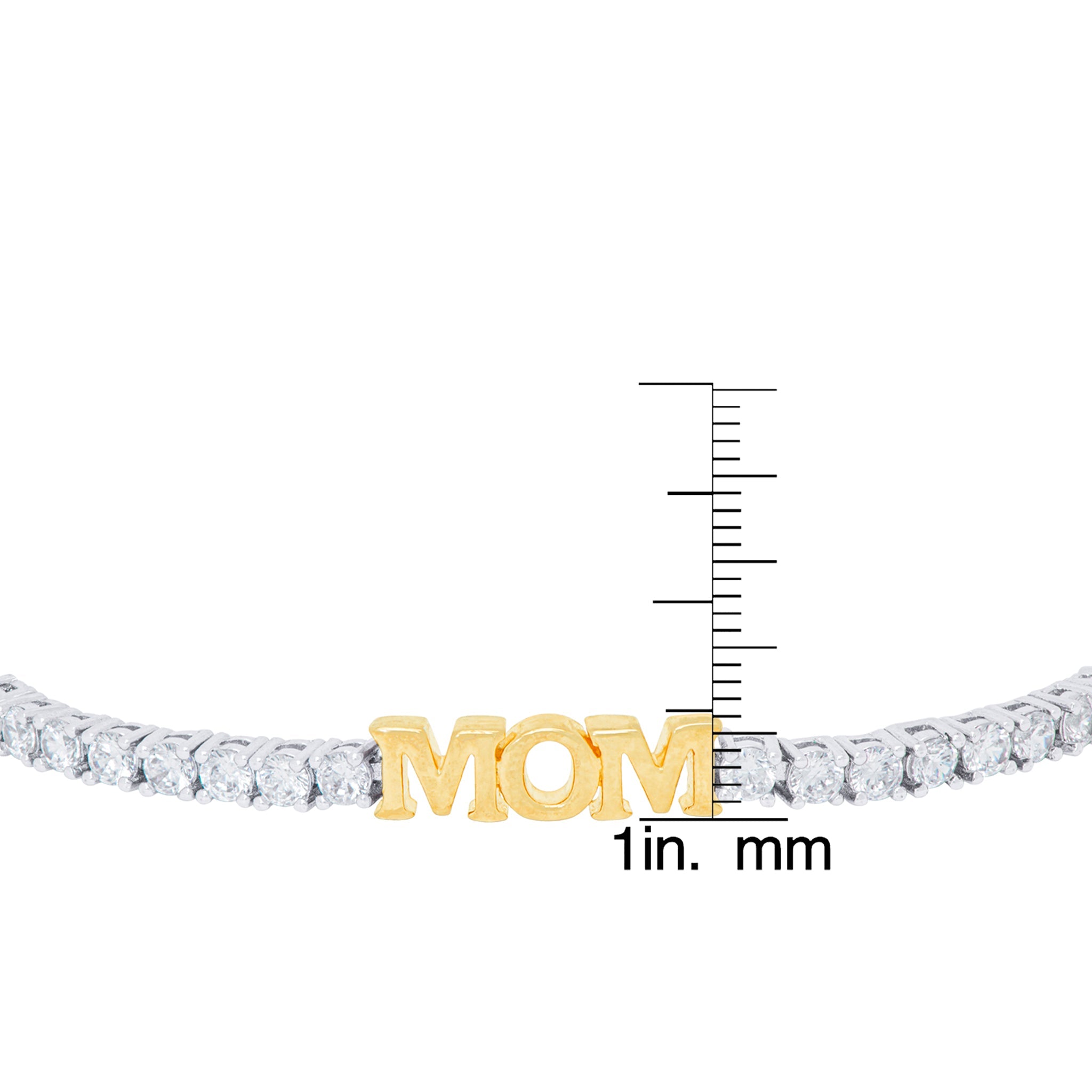 Gold Plated Cubic Zirconia 'Mom' Adjustable Bracelet