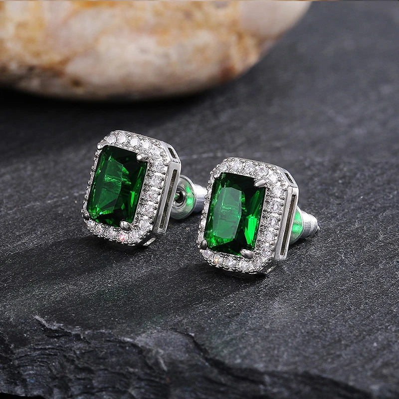 Green Cubic Zirconia Stud Earrings