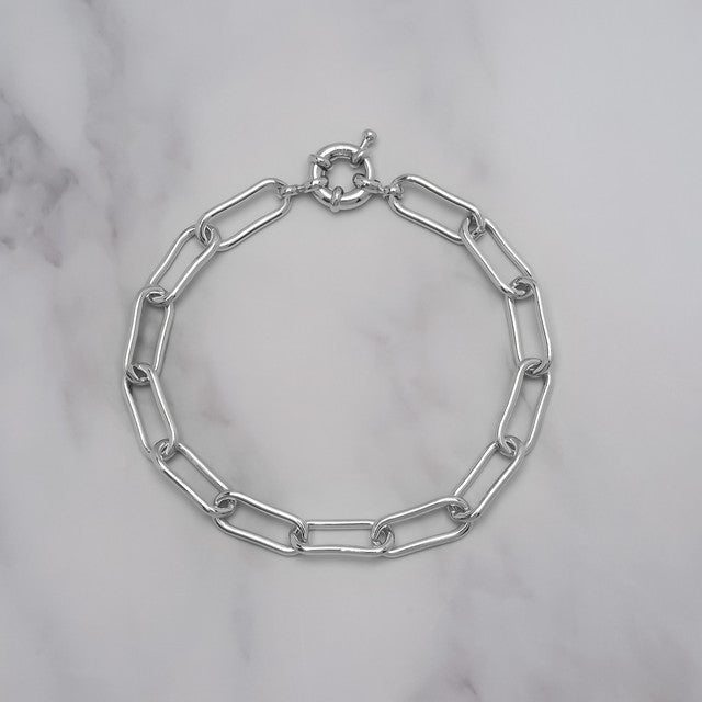 Silver Plated Thin Paperclip Link Bracelet - chicjewelry4u.com