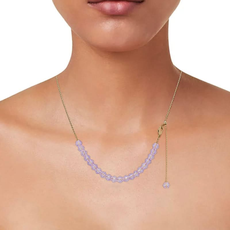 Dolce Giavonna Gold Plated  Amethyst Crystal Adjustable Necklace