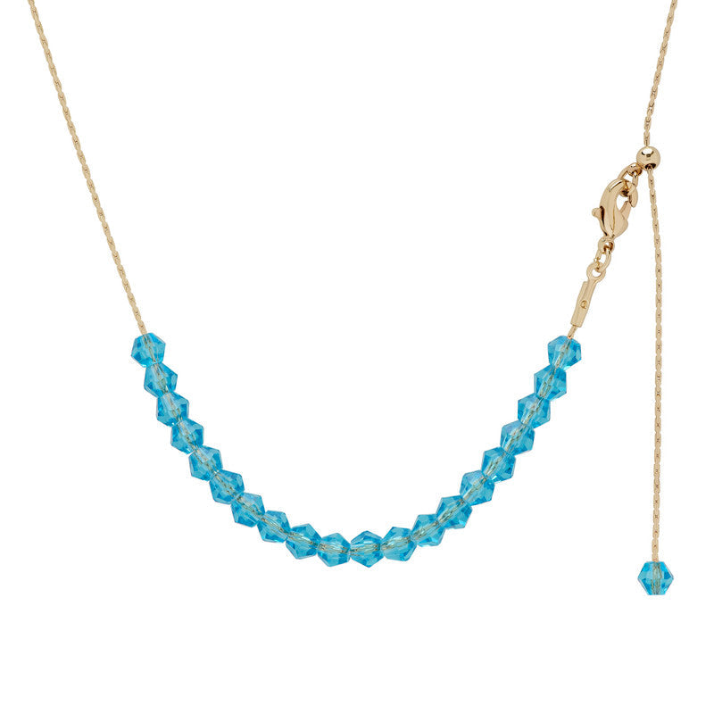 Dolce Giavonna Gold Plated  Blue Crystal Adjustable Necklace