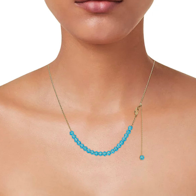 Dolce Giavonna Gold Plated  Blue Crystal Adjustable Necklace