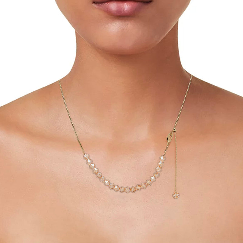 Dolce Giavonna Gold Plated & Champagne Crystal Adjustable Necklace