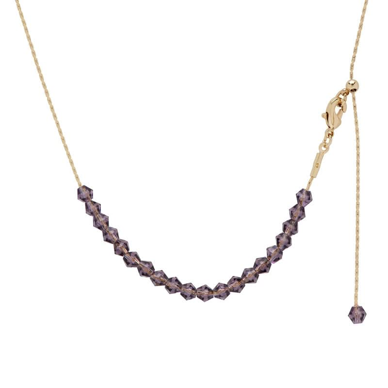 Dolce Giavonna Gold Plated  Lavender Crystal Adjustable Necklace