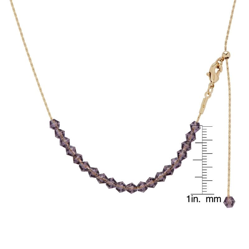 Dolce Giavonna Gold Plated  Lavender Crystal Adjustable Necklace