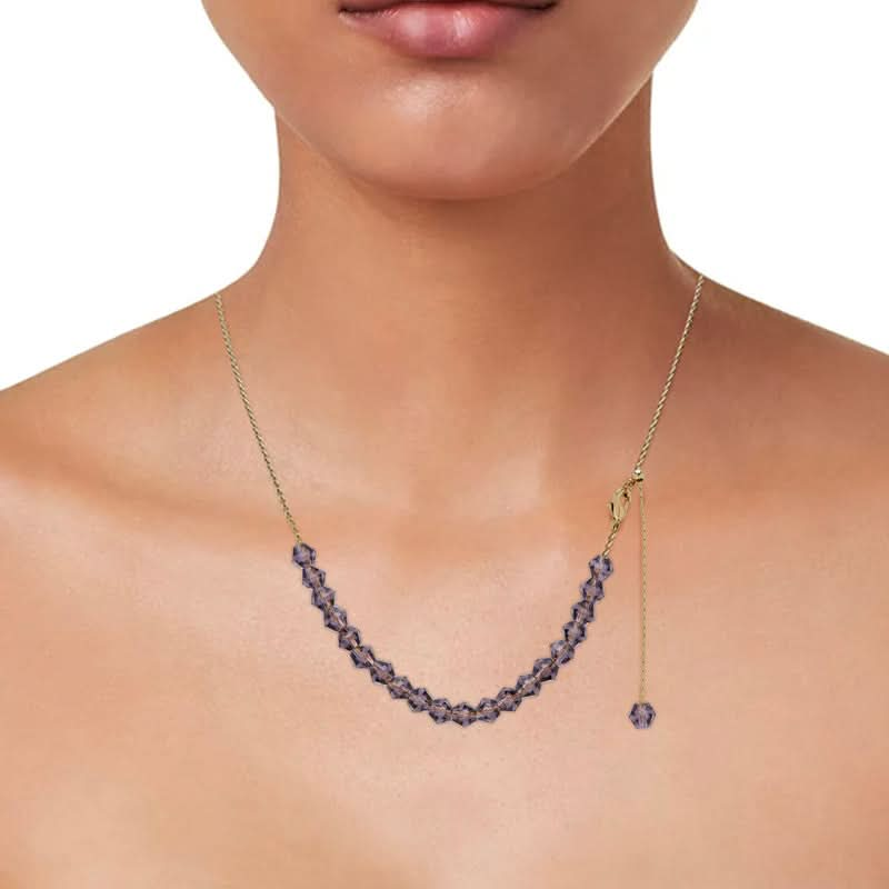 Dolce Giavonna Gold Plated  Lavender Crystal Adjustable Necklace