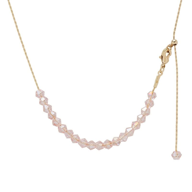 Dolce Giavonna Gold Plated  Pink Crystal Adjustable Necklace