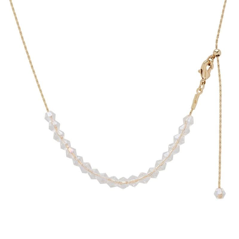 Gold Plated  White Crystal Adjustable Necklace