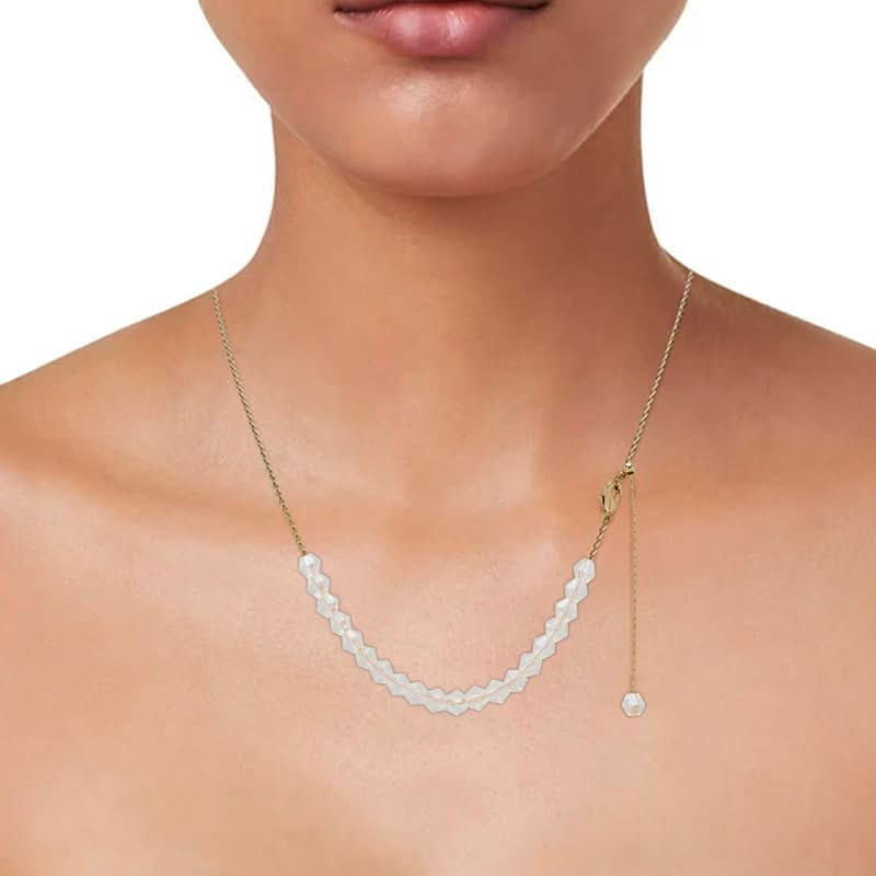 Gold Plated  White Crystal Adjustable Necklace