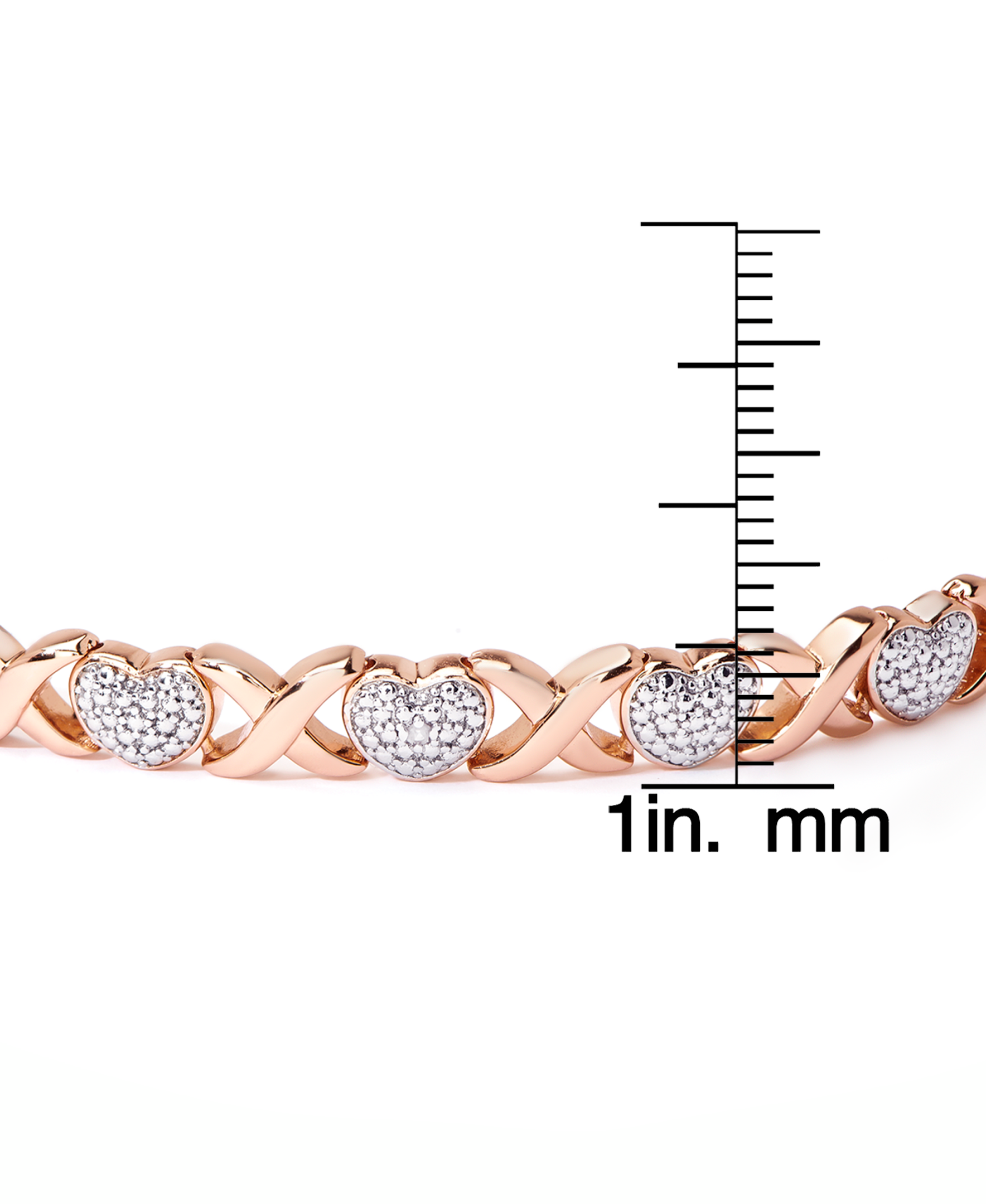 Rose Gold Plated Diamond Accent X & Heart Adjustable Bracelet