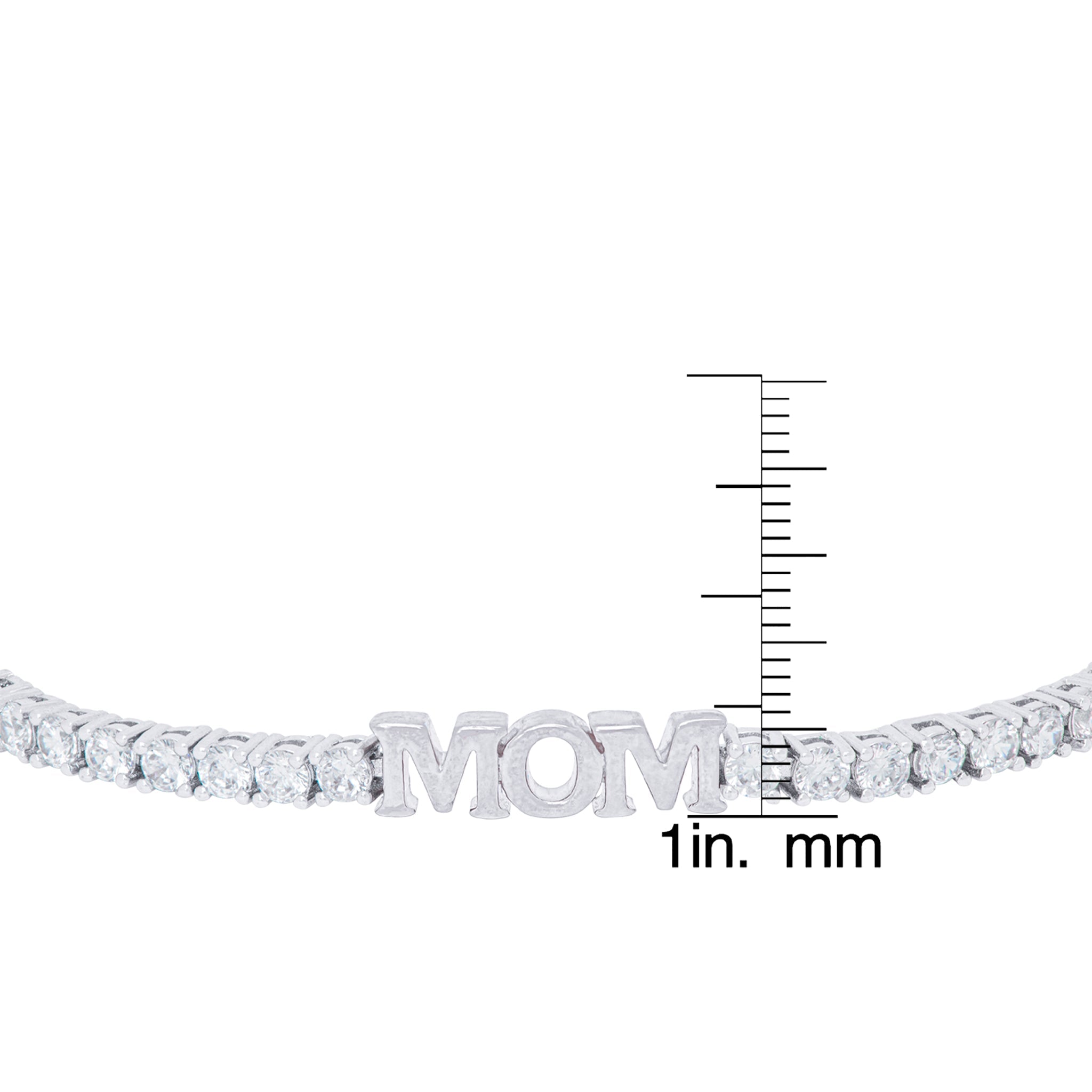 Silver Plated Cubic Zirconia 'Mom' Adjustable Bracelet