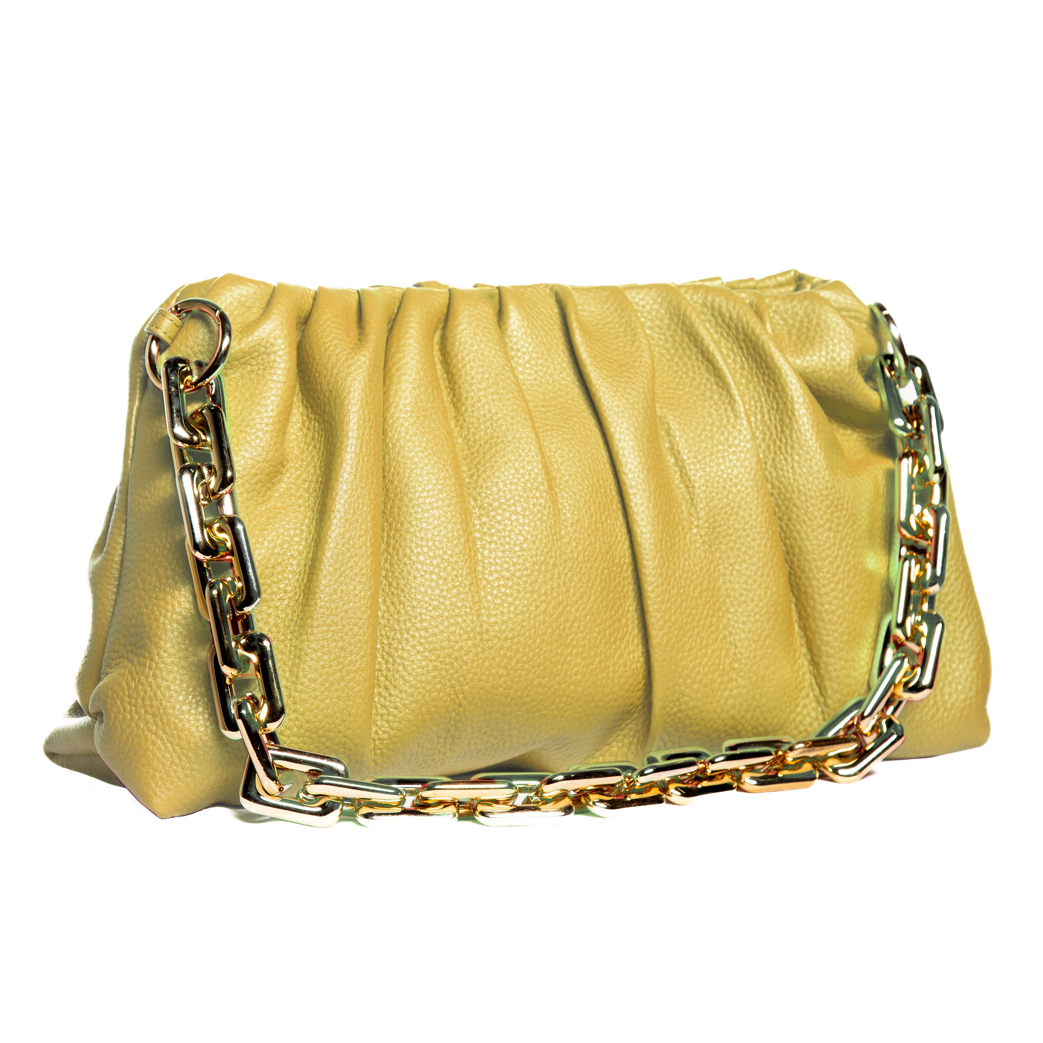 Sophia Leather Clutch Bag with Chain Handle