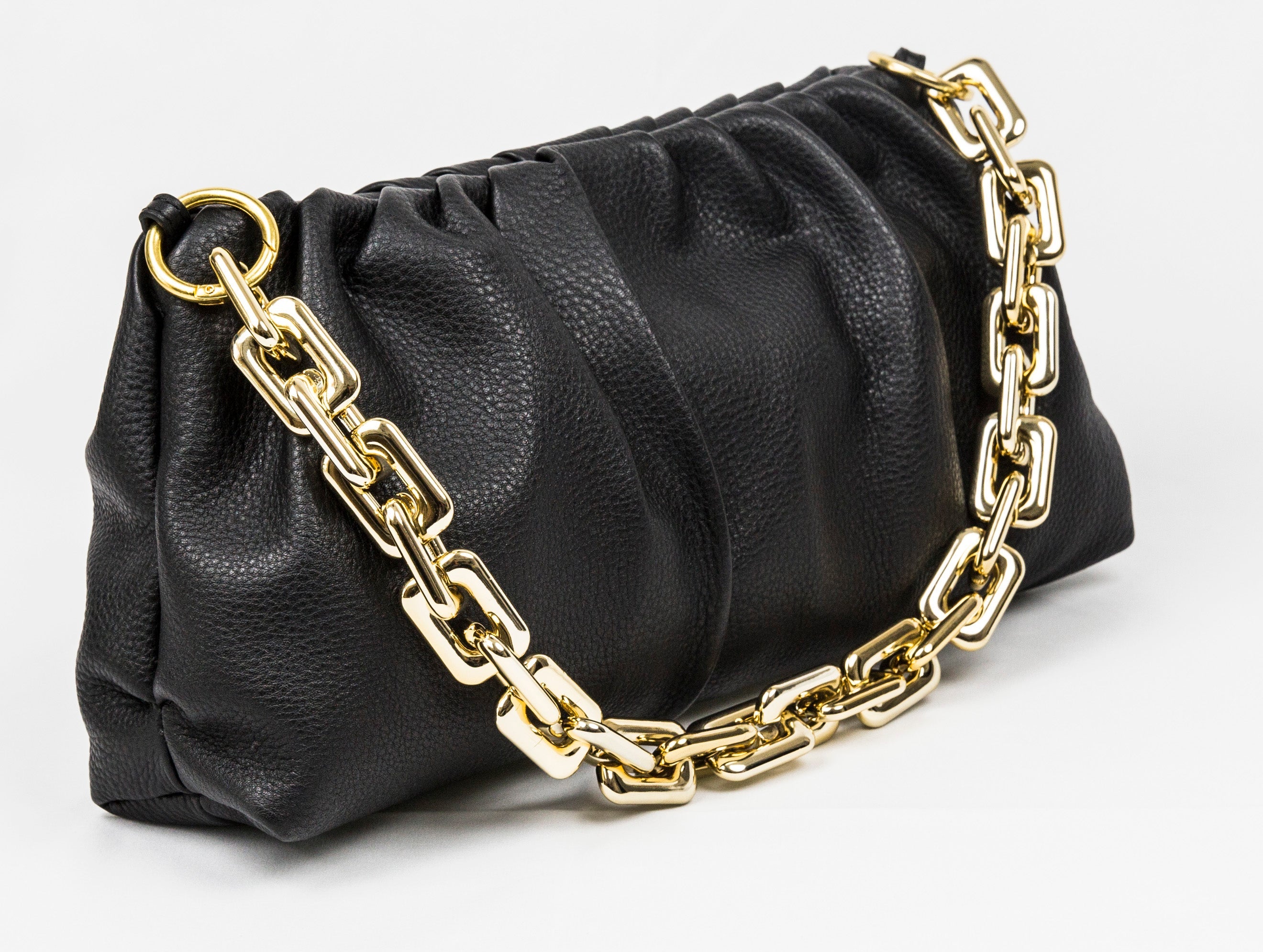 Sophia Leather Clutch Bag with Chain Handle