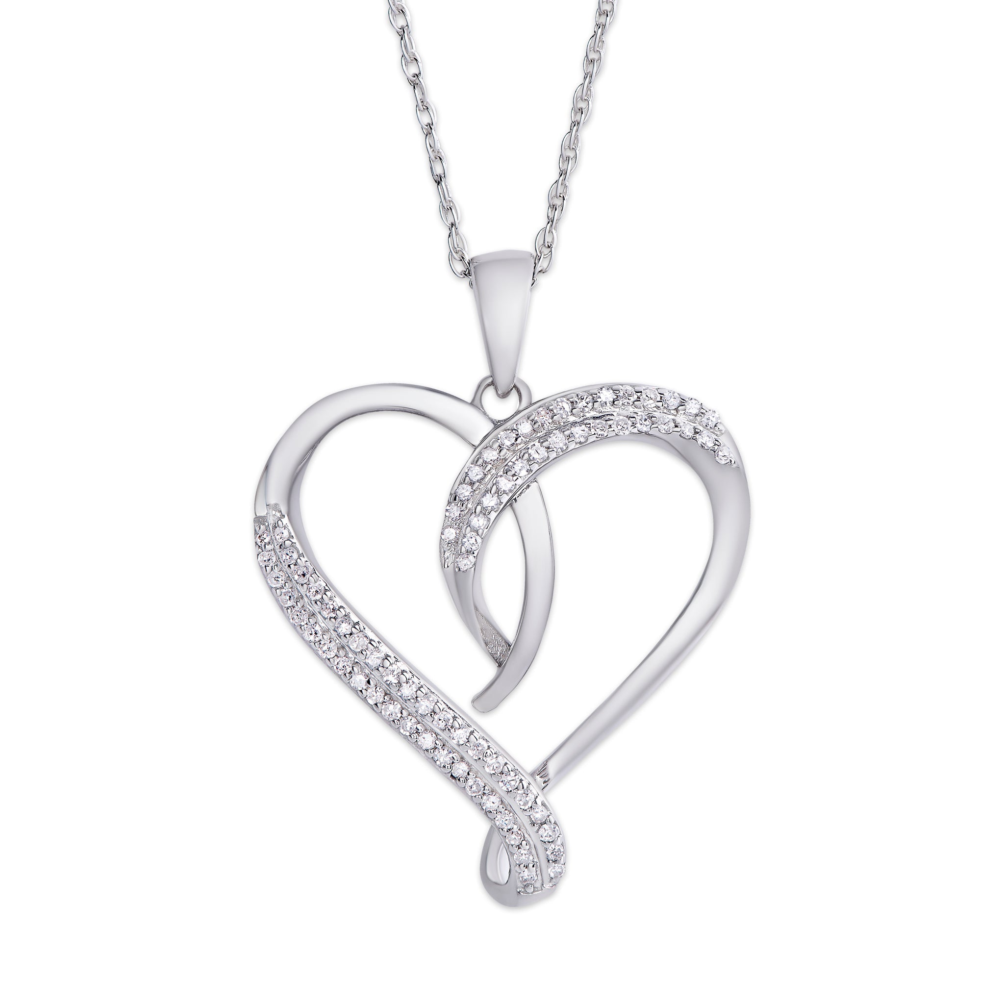 Sterling Silver .22 Ct Diamond Heart Pendant
