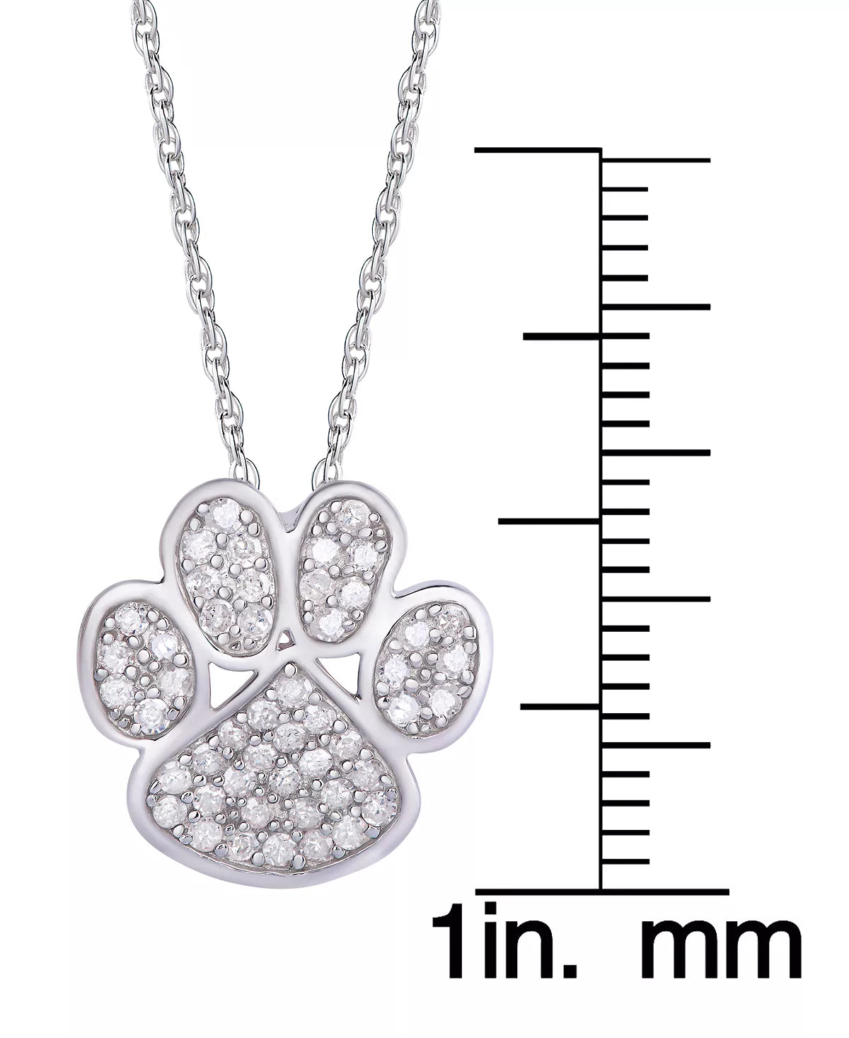 Sterling Silver .40 Ct Diamond Paw Print Necklace