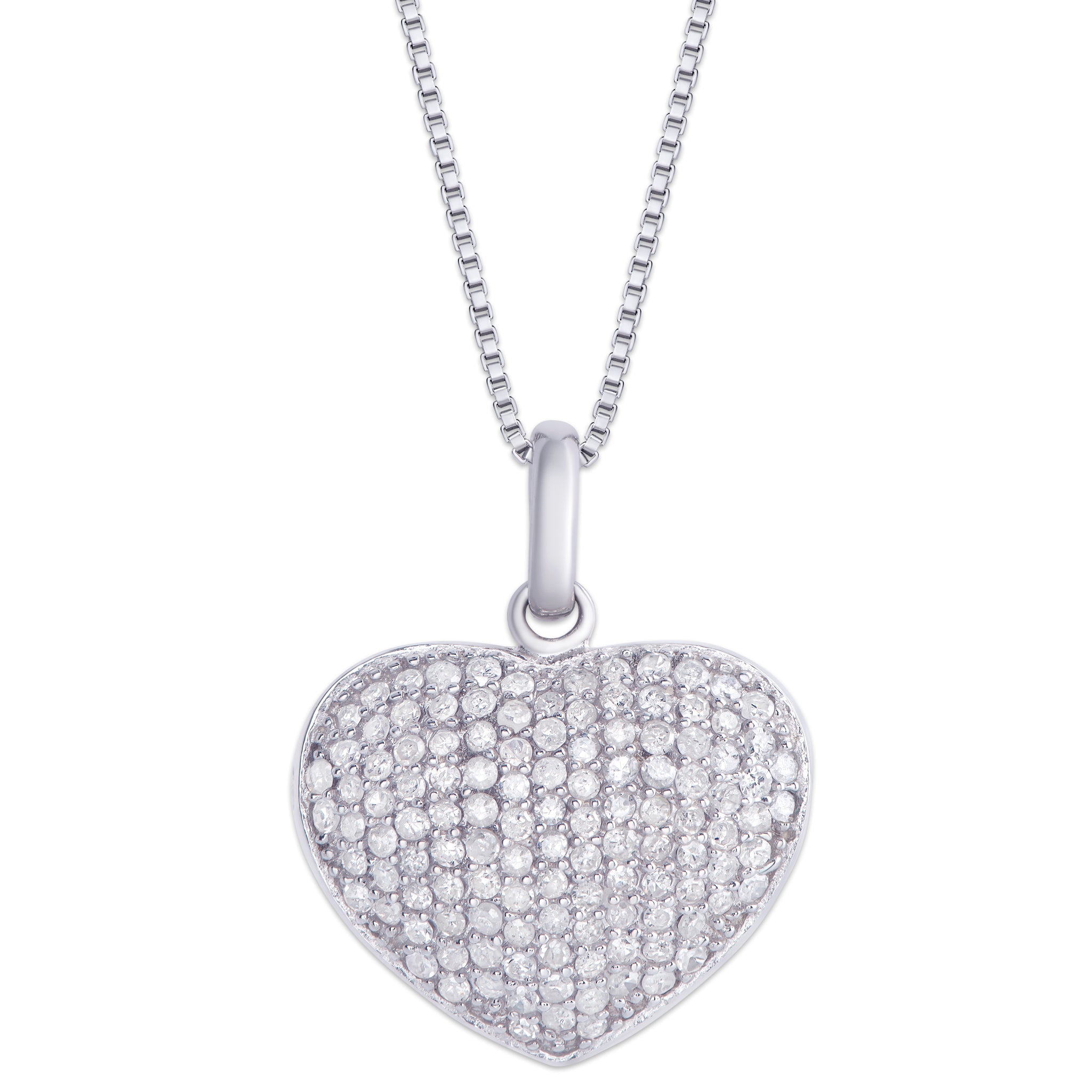 Sterling Silver .60 Ct Diamond Heart Locket Pendant