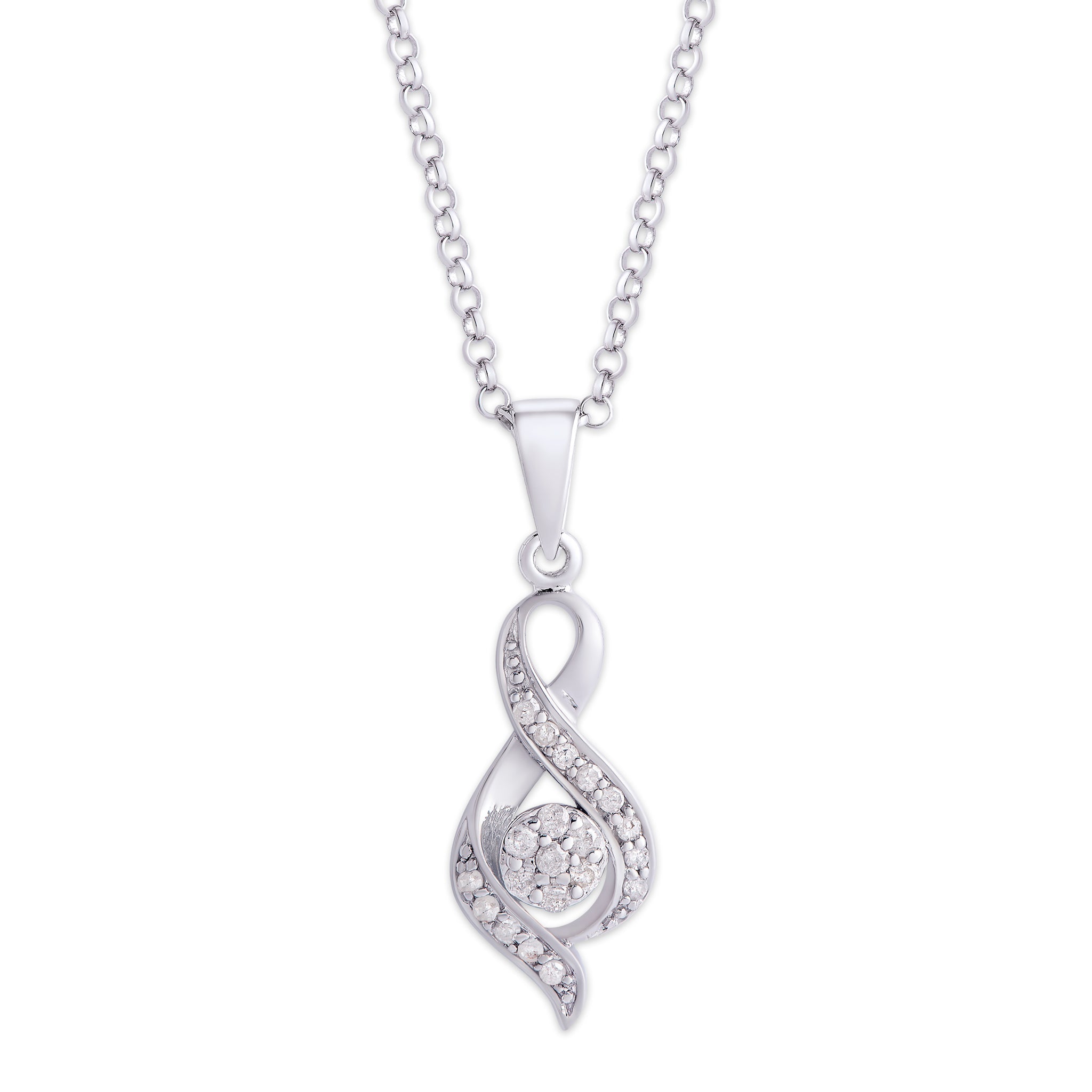 Sterling Silver 1/8 Ct Diamond Infinity Pendant