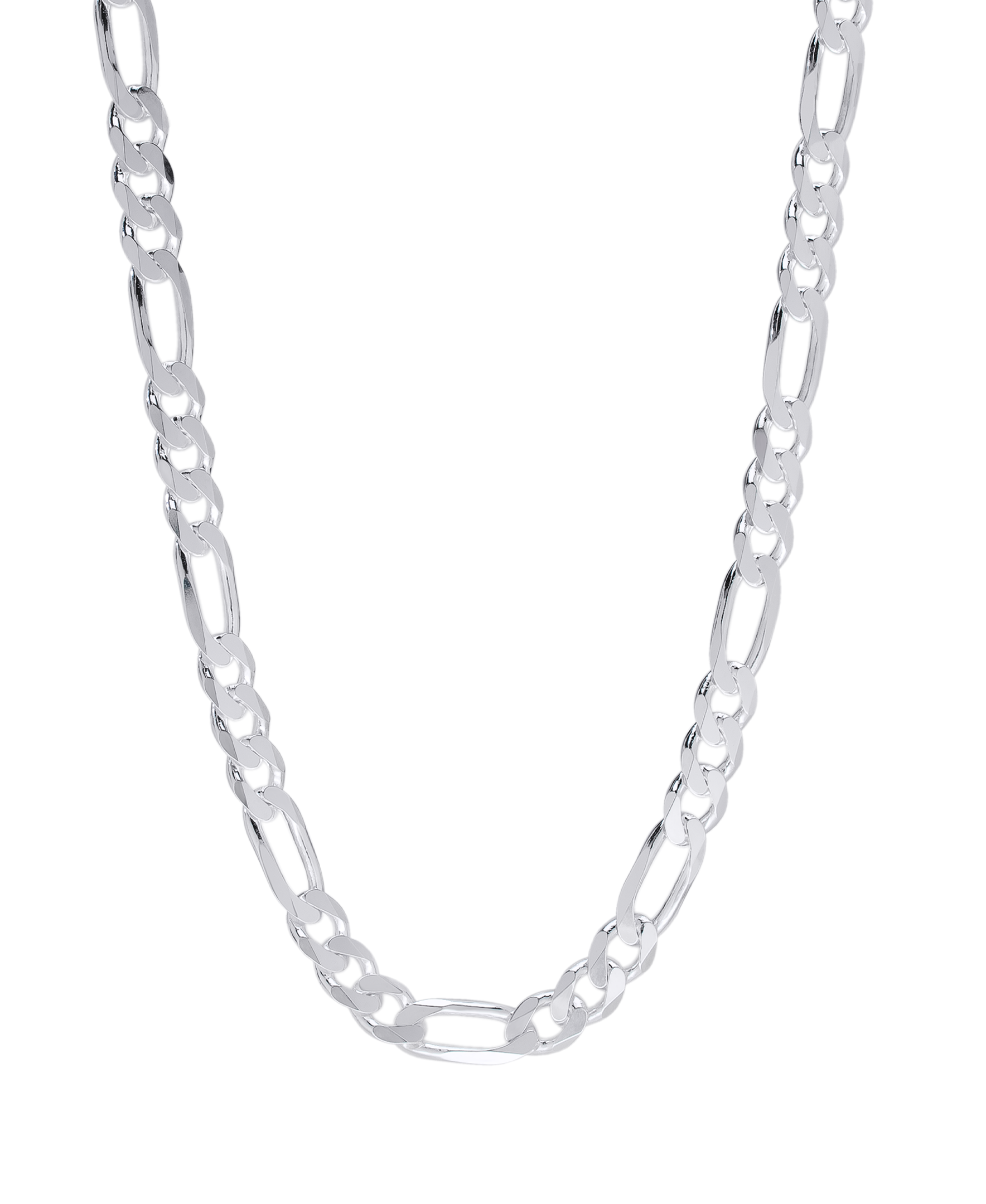 Sterling Silver 8.3mm DC FLAT FIGARO Necklace 22"
